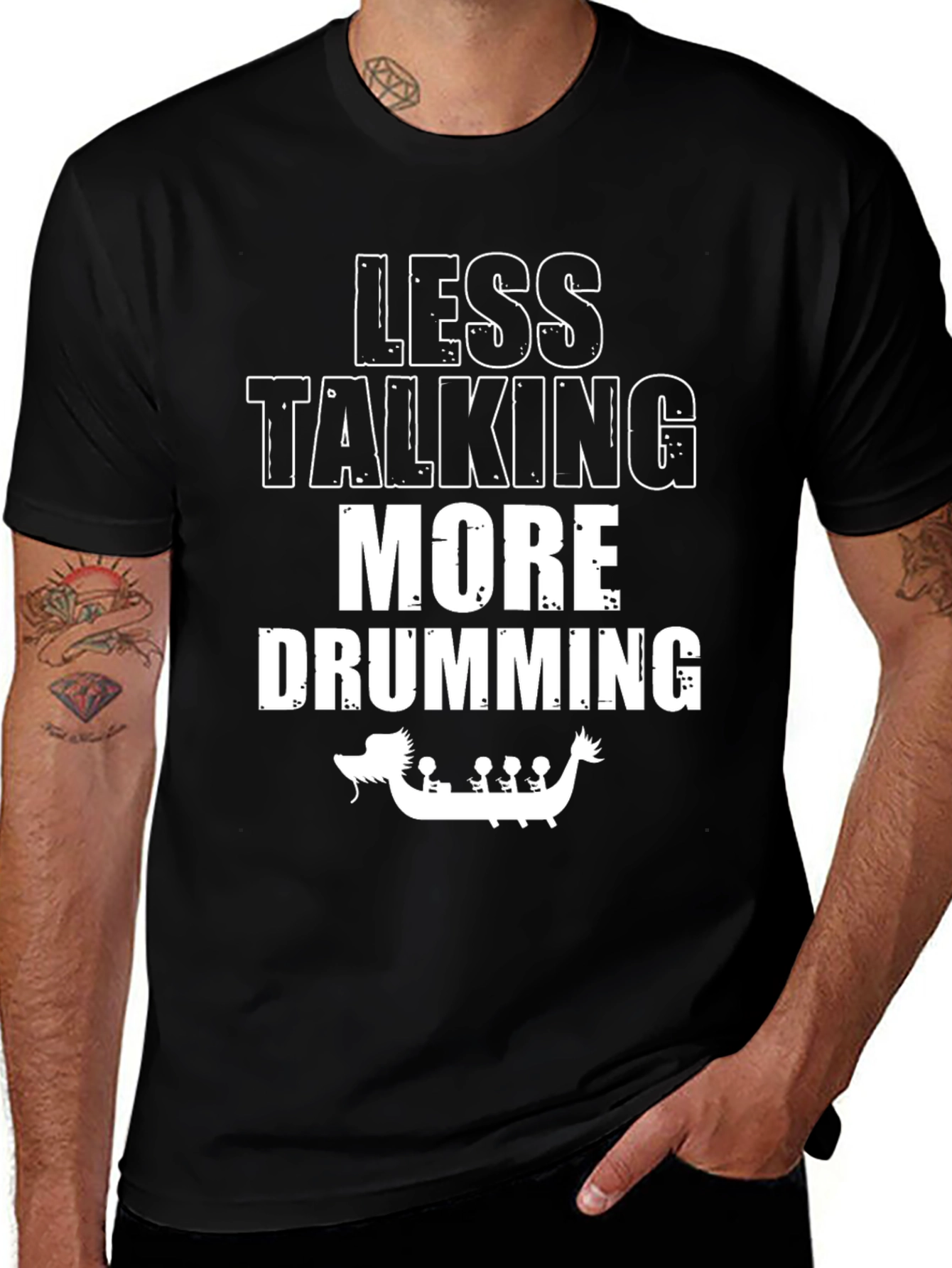 Less Talking More Drumming Black Graphic Tee