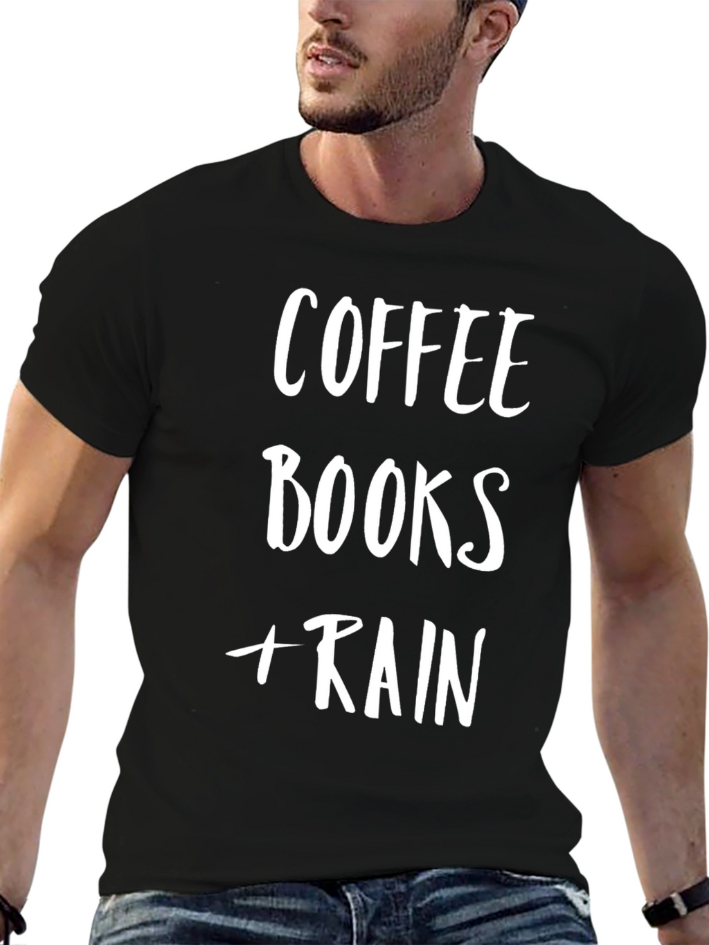 Coffee Books Rain T-Shirt - Cozy Comfort