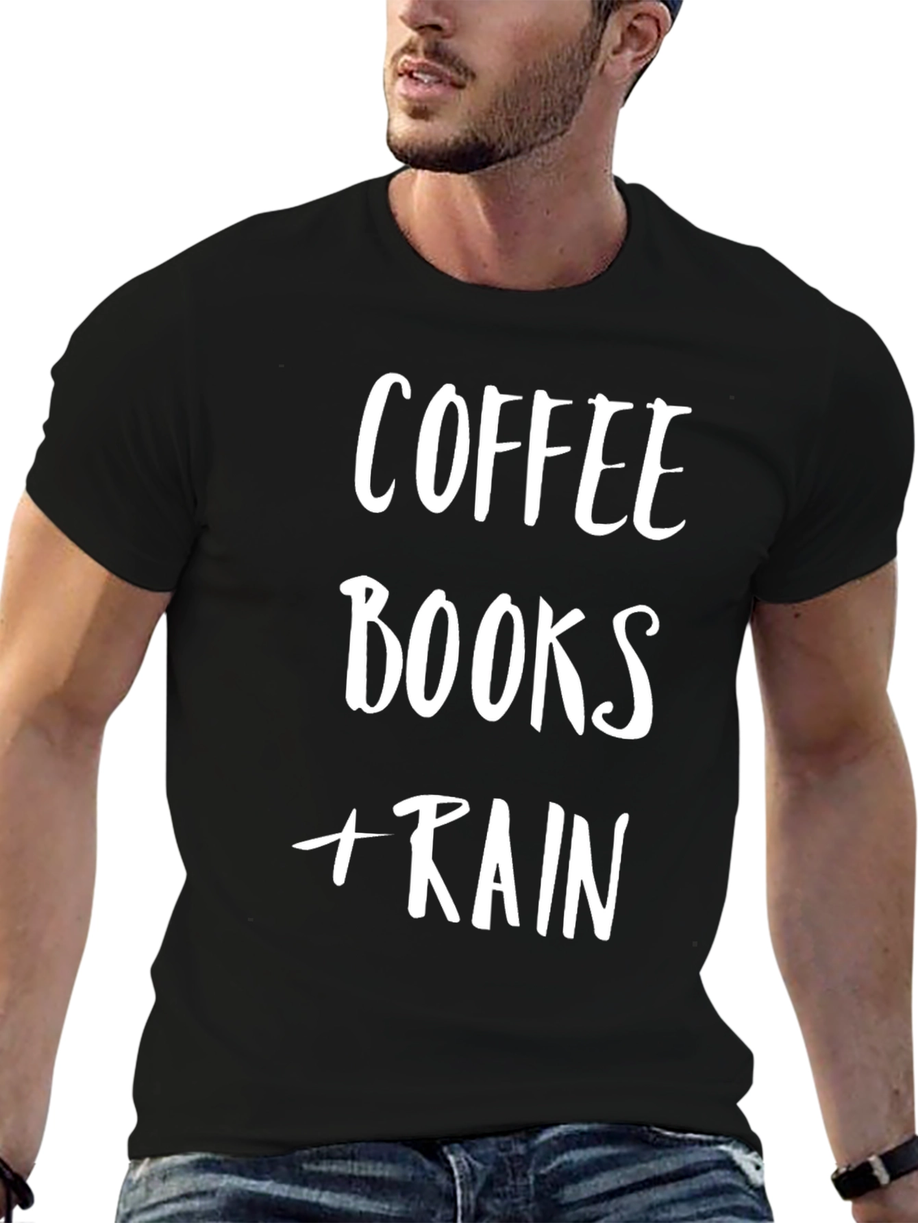 Coffee Books Rain T-Shirt - Cozy Comfort