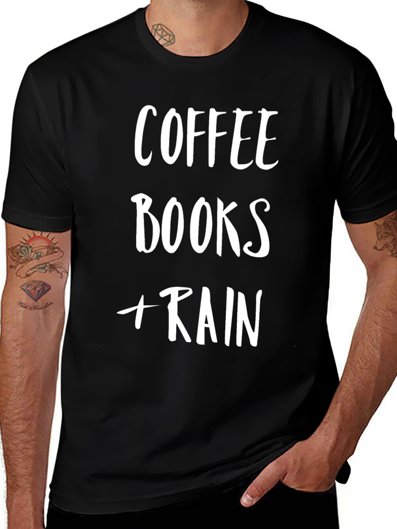 Coffee Books Rain T-Shirt - Cozy Comfort