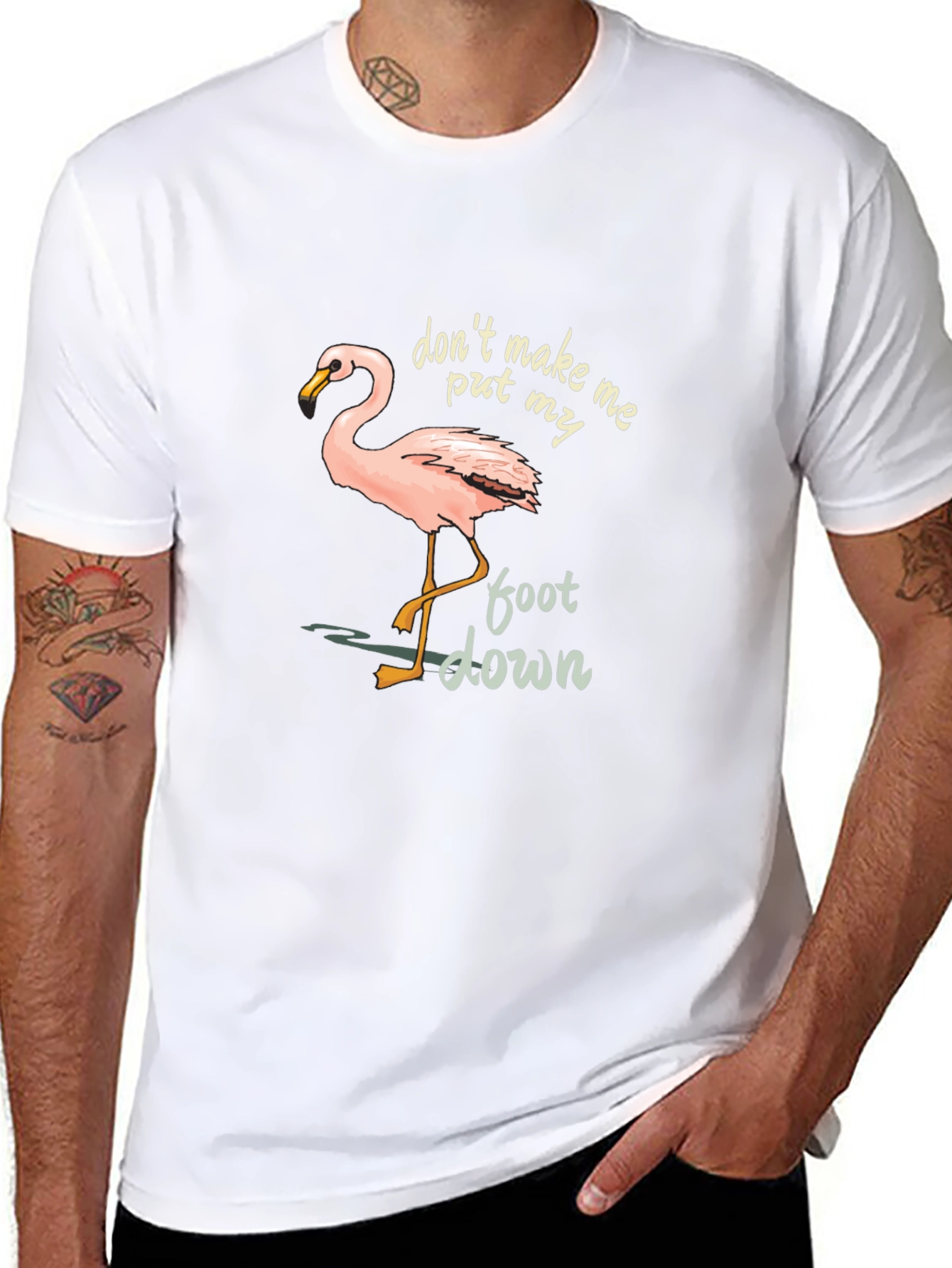 Flamingo Graphic Tee: Dont Make Me Put My Foot Down