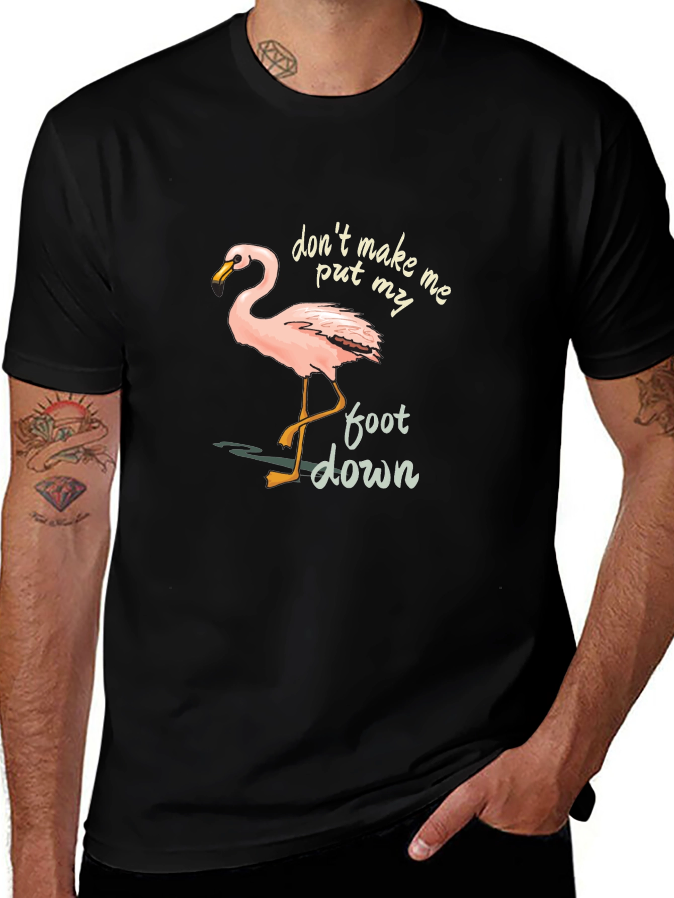 Flamingo Graphic Tee: Dont Make Me Put My Foot Down