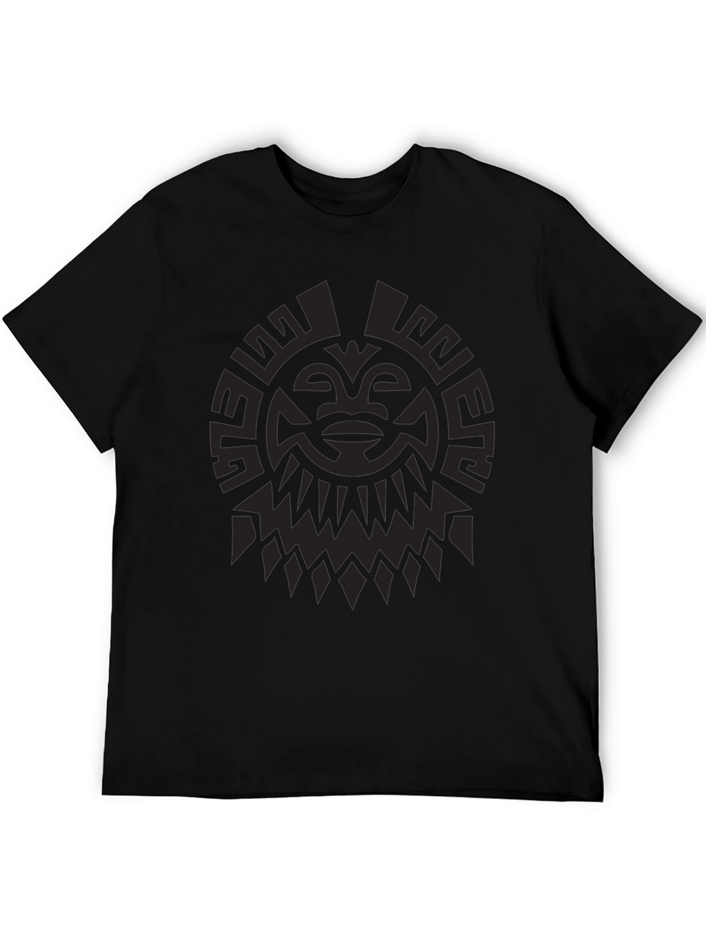 Tribal Sun Graphic Print Black T-Shirt