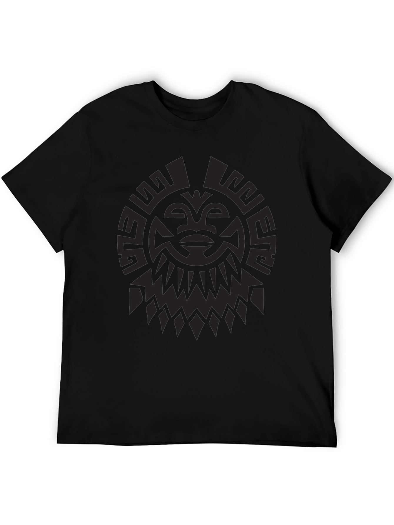 Tribal Sun Graphic Print Black T-Shirt