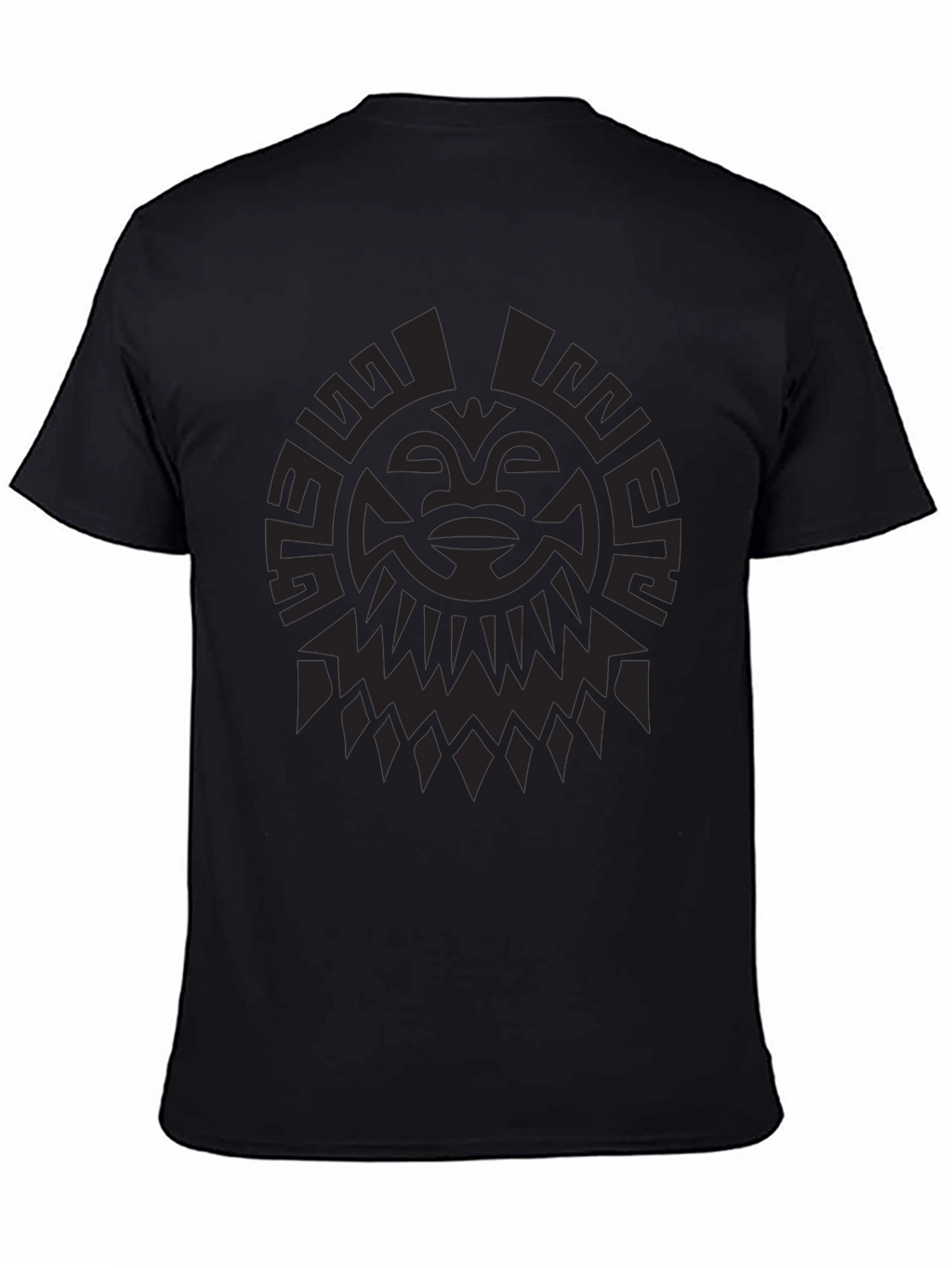 Tribal Sun Graphic Print Black T-Shirt