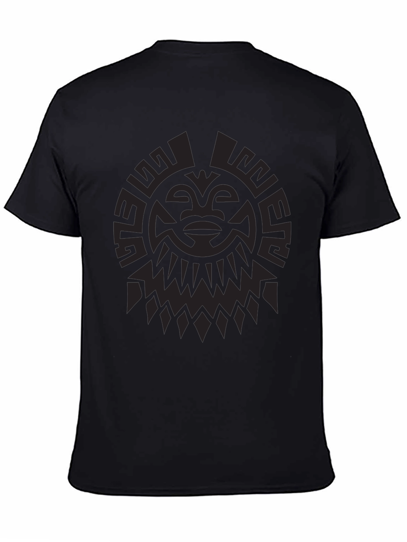Tribal Sun Graphic Print Black T-Shirt