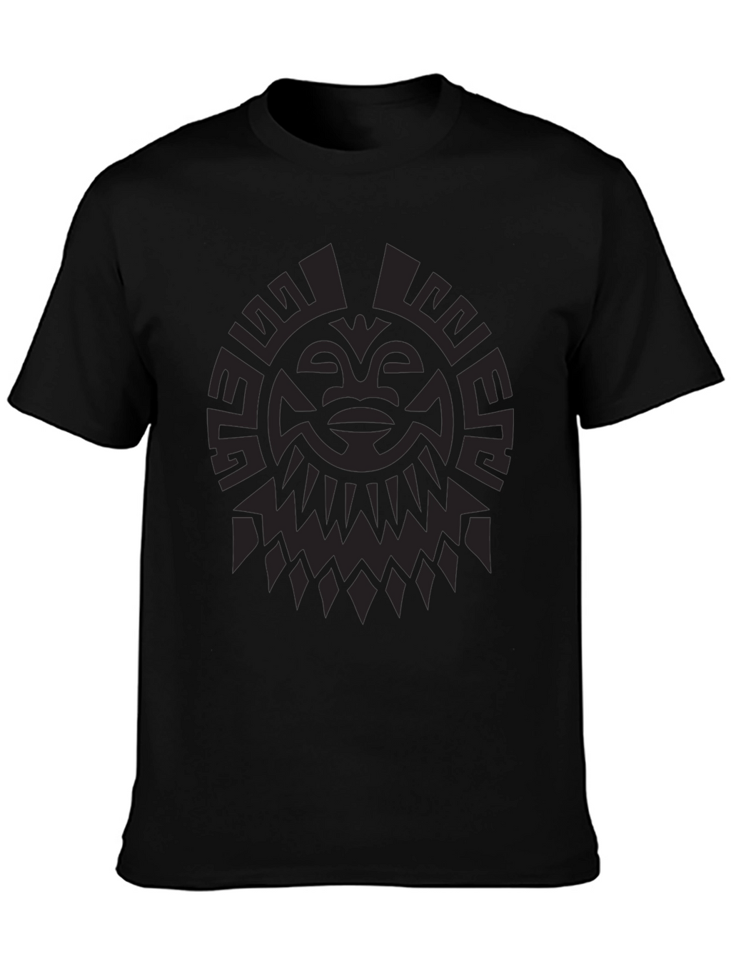 Tribal Sun Graphic Print Black T-Shirt