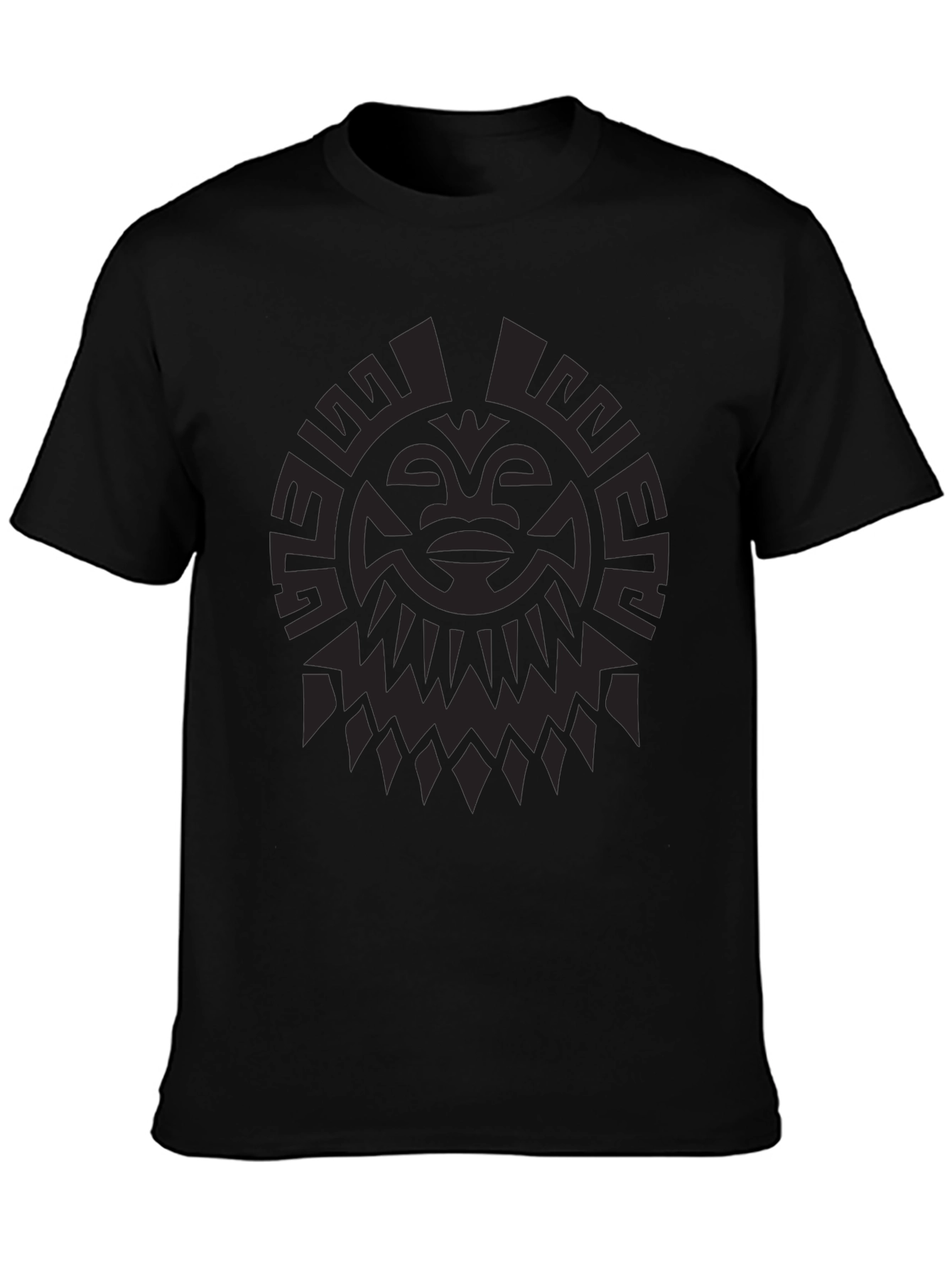 Tribal Sun Graphic Print Black T-Shirt