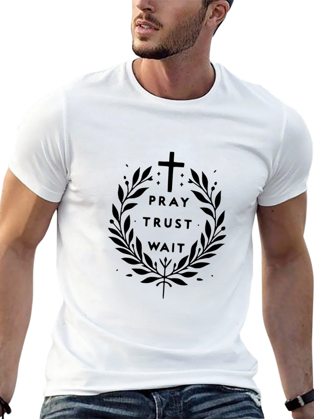 Pray Trust Wait Graphic Tee - Christian T-Shirt