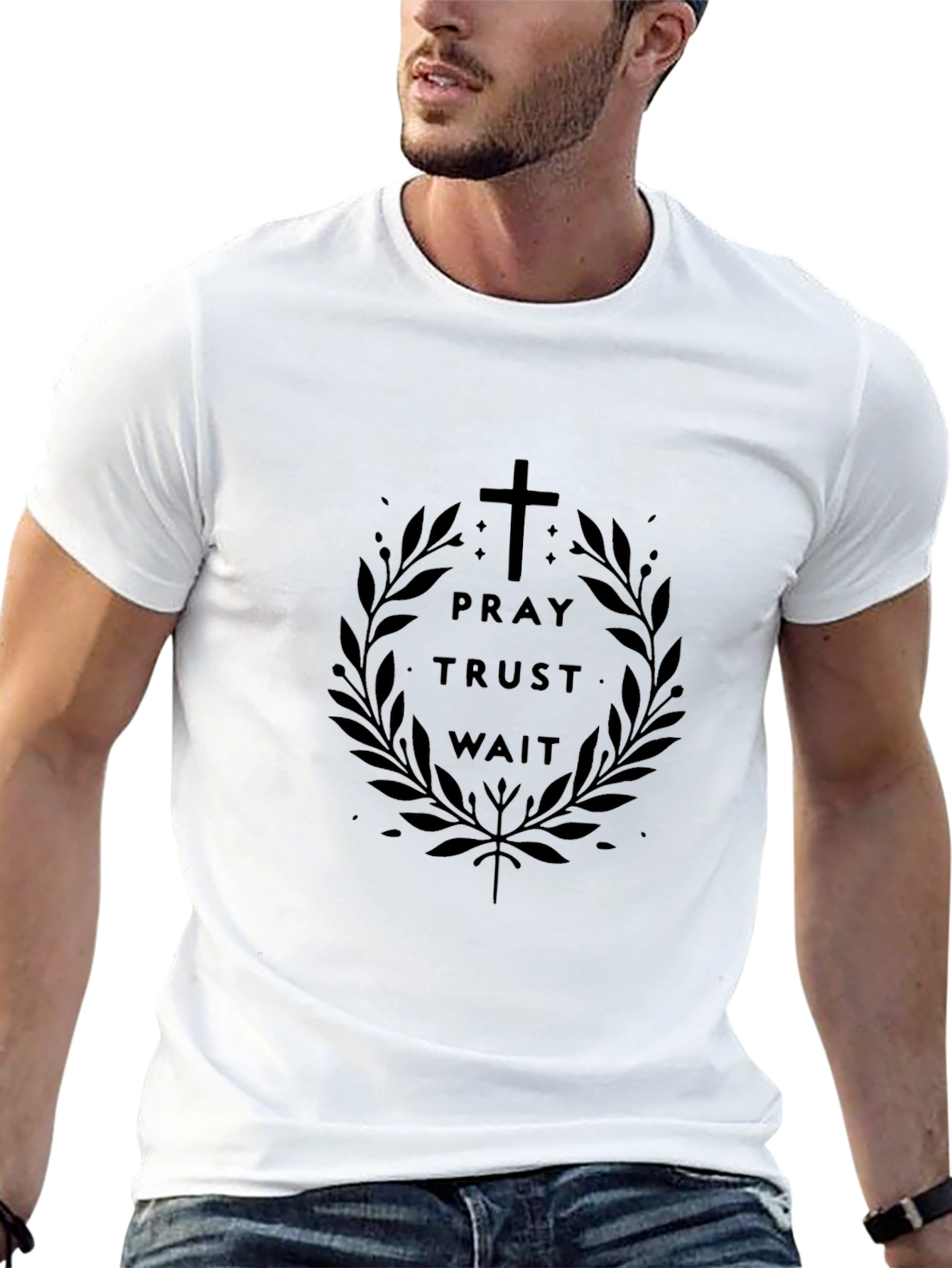 Pray Trust Wait Graphic Tee - Christian T-Shirt