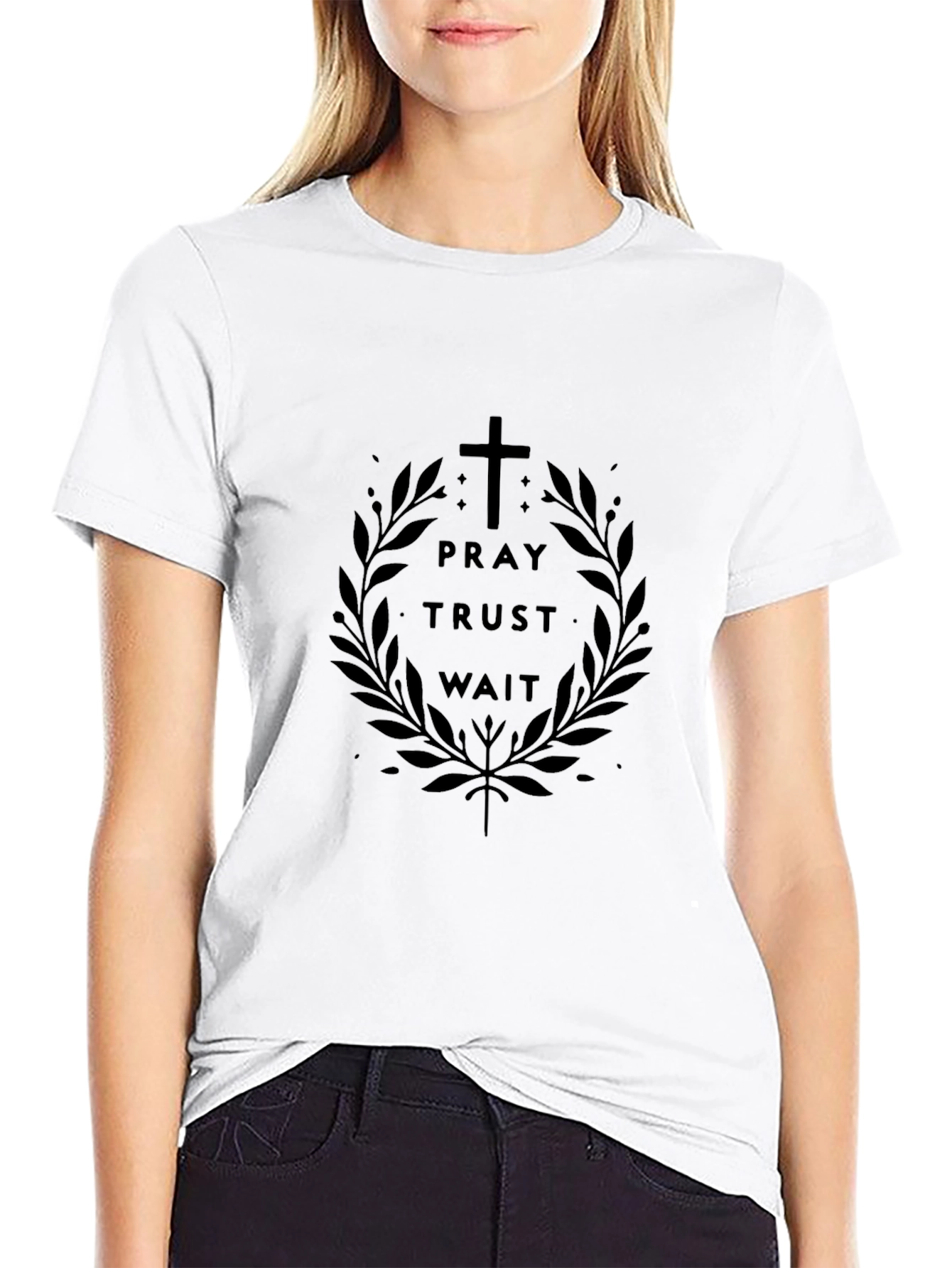 Pray Trust Wait Graphic Tee - Christian T-Shirt