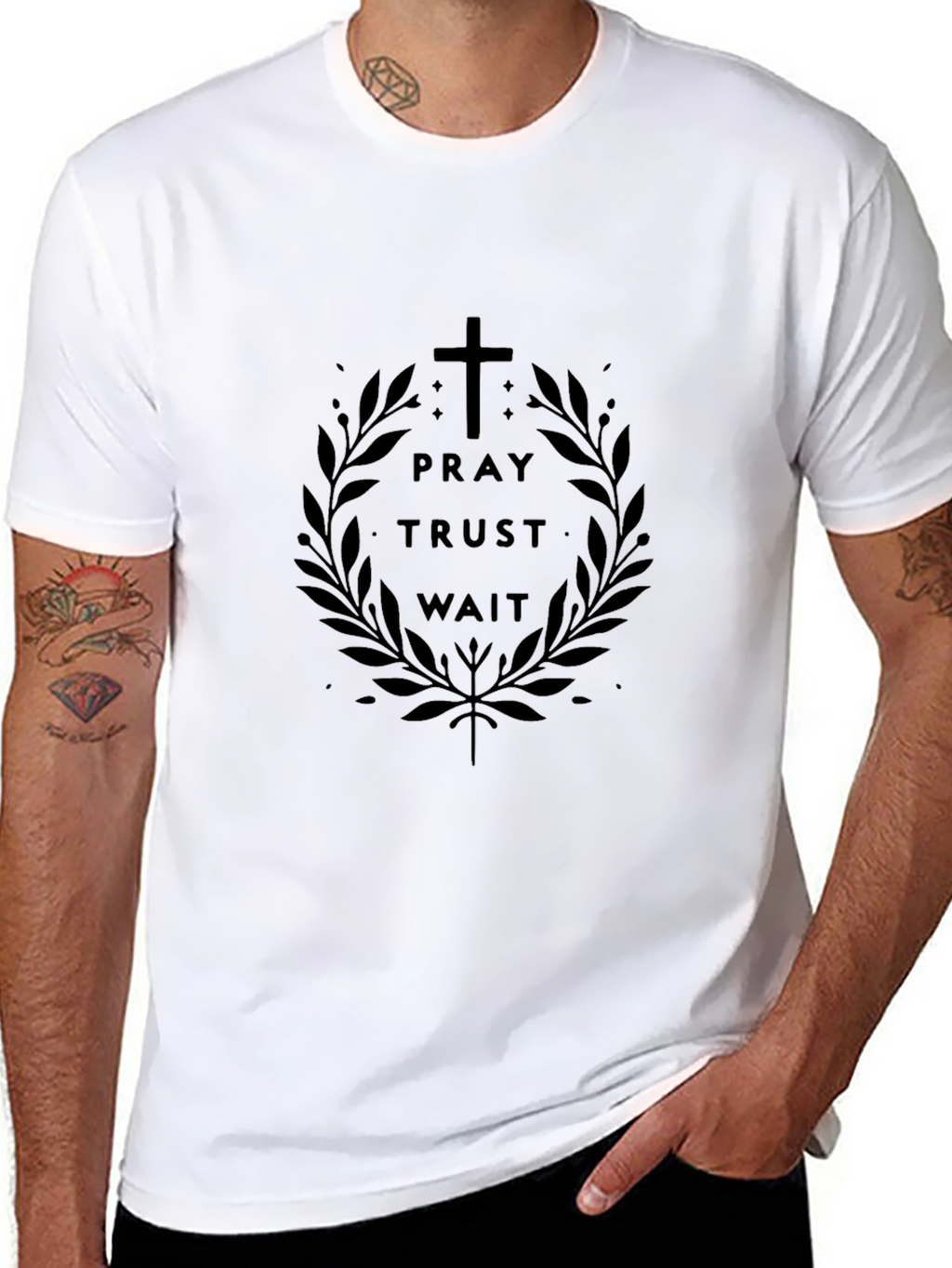 Pray Trust Wait Graphic Tee - Christian T-Shirt