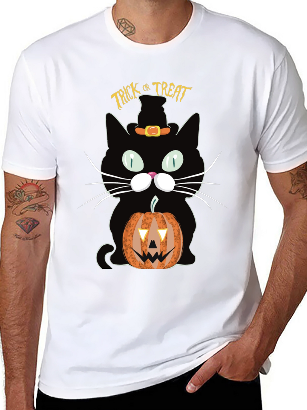 Halloween Black Cat Trick or Treat T-Shirt