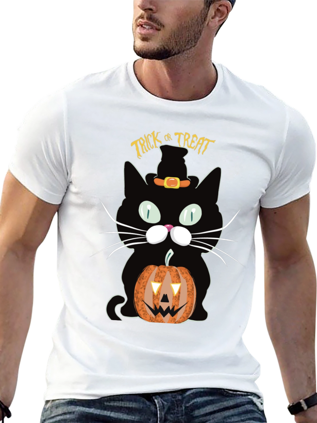 Halloween Black Cat Trick or Treat T-Shirt