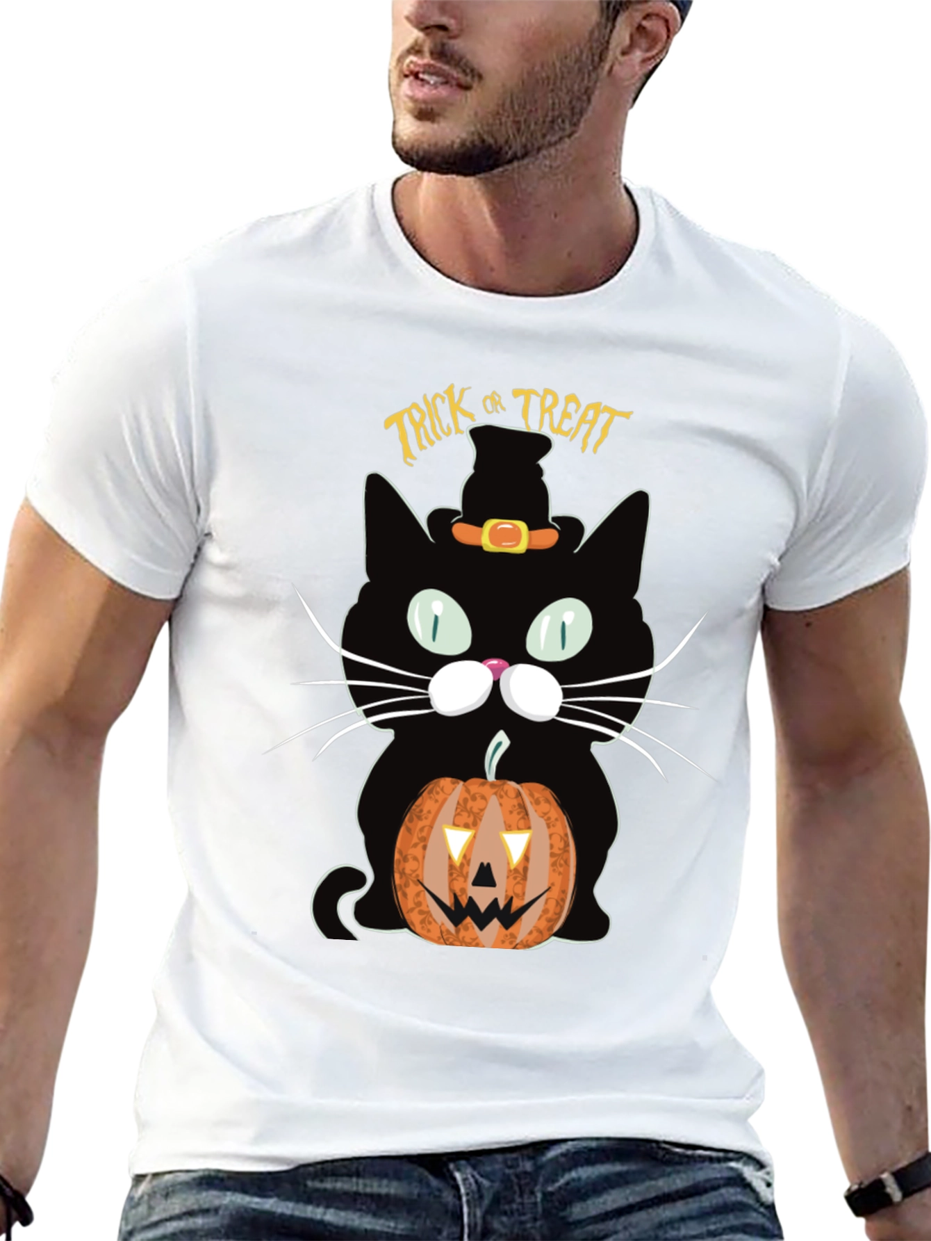 Halloween Black Cat Trick or Treat T-Shirt