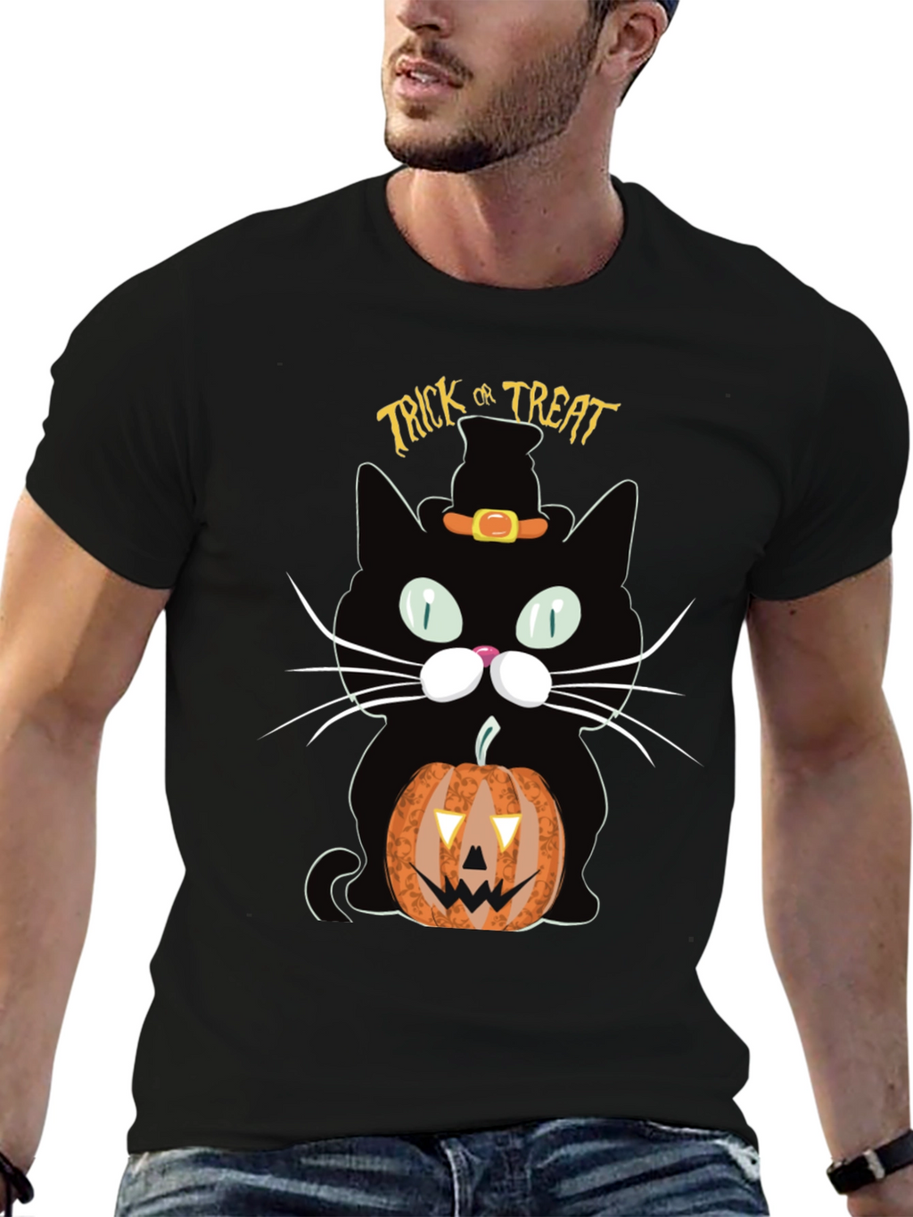 Halloween Black Cat Trick or Treat T-Shirt
