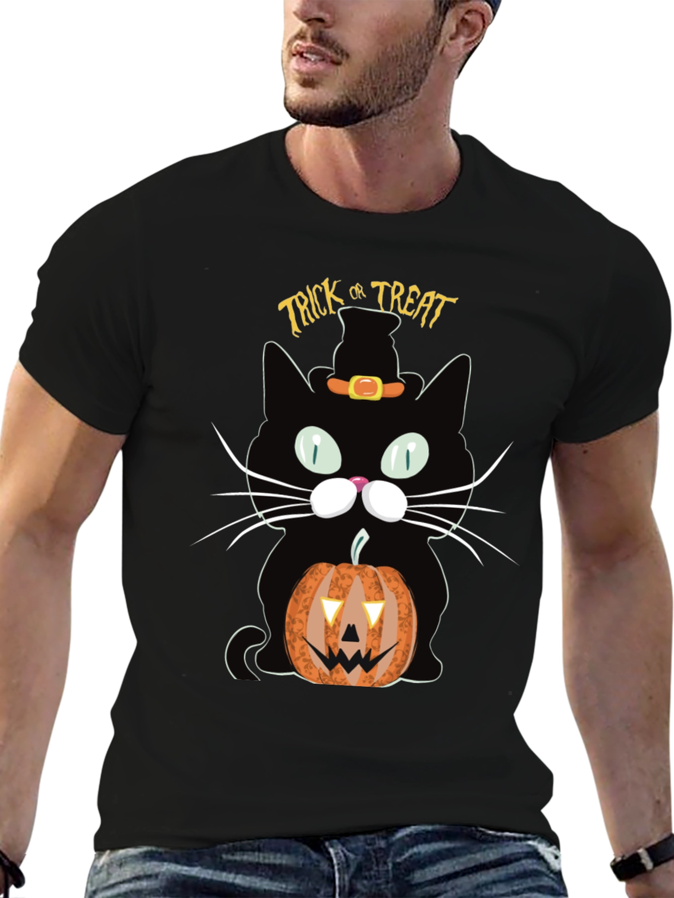Halloween Black Cat Trick or Treat T-Shirt