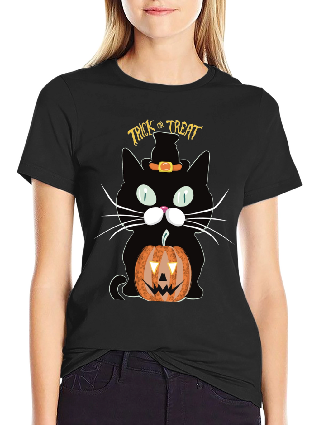 Halloween Black Cat Trick or Treat T-Shirt