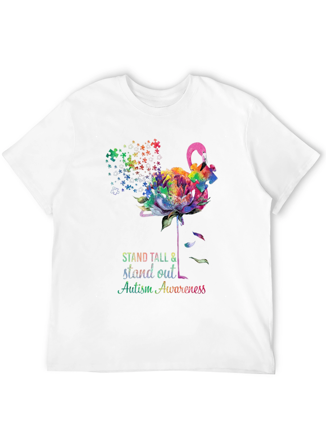 Autism Awareness Flamingo T-Shirt - Stand Tall