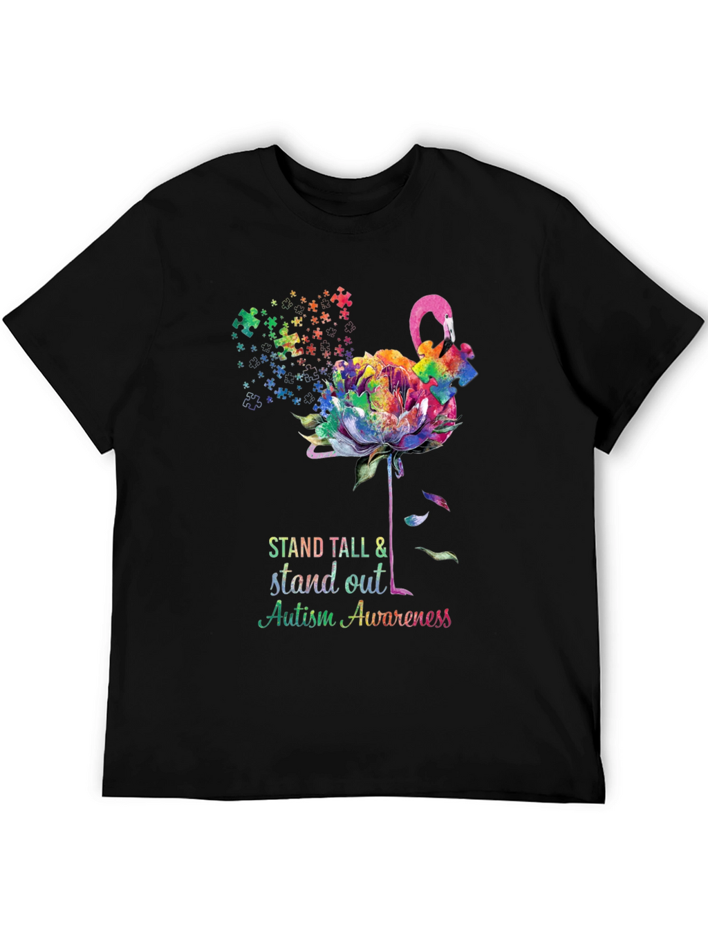 Autism Awareness Flamingo T-Shirt - Stand Tall