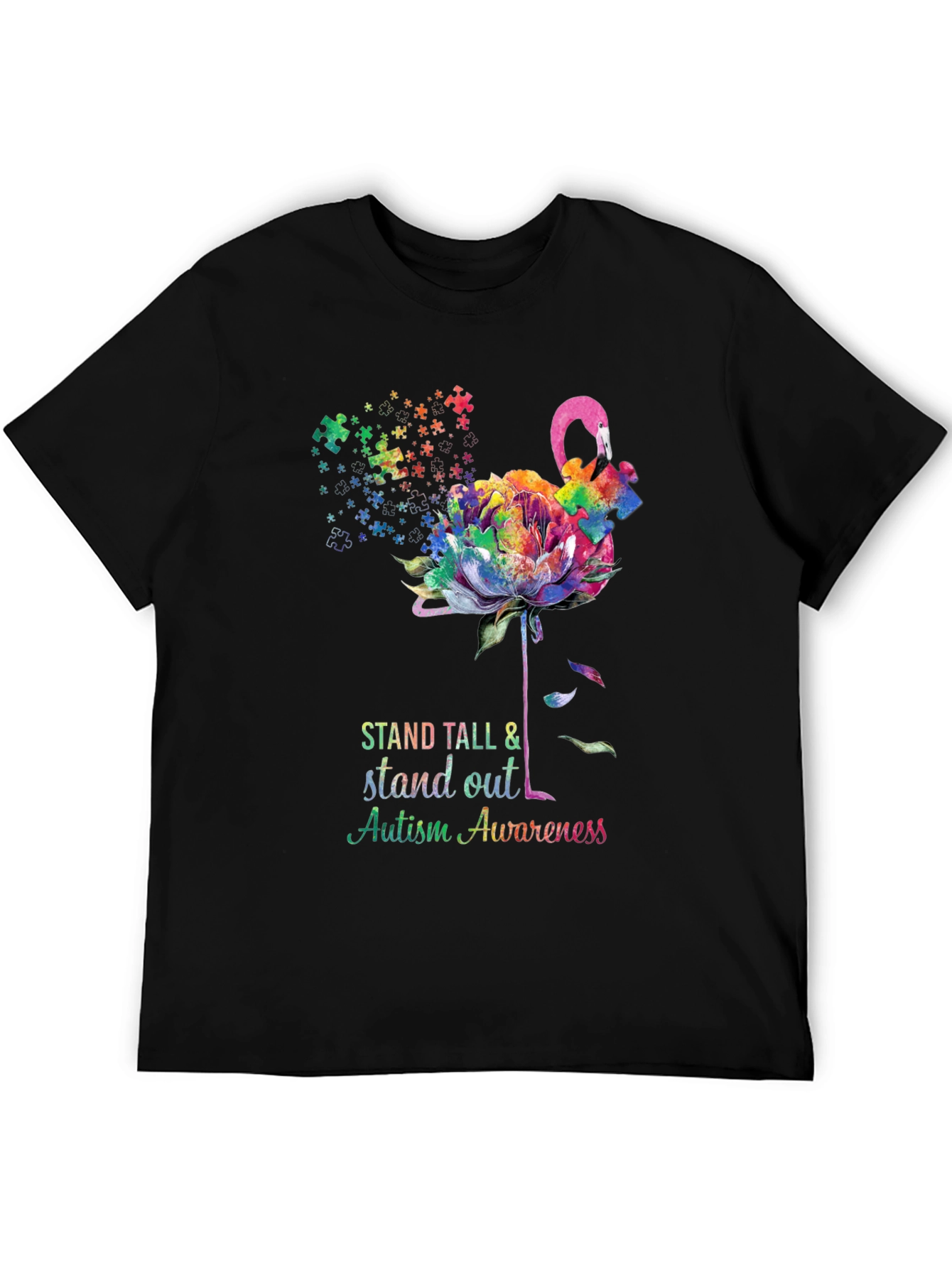 Autism Awareness Flamingo T-Shirt - Stand Tall