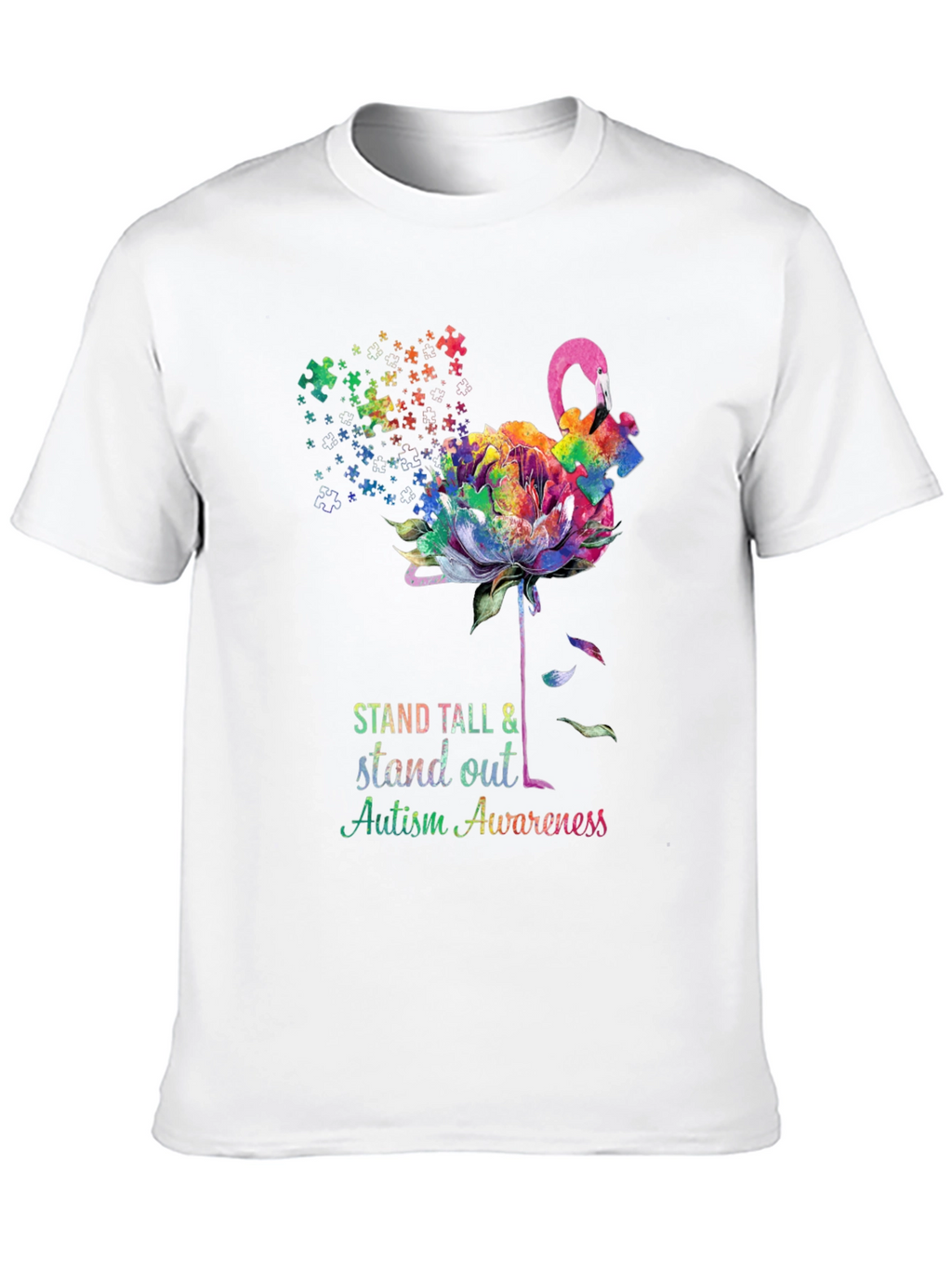 Autism Awareness Flamingo T-Shirt - Stand Tall