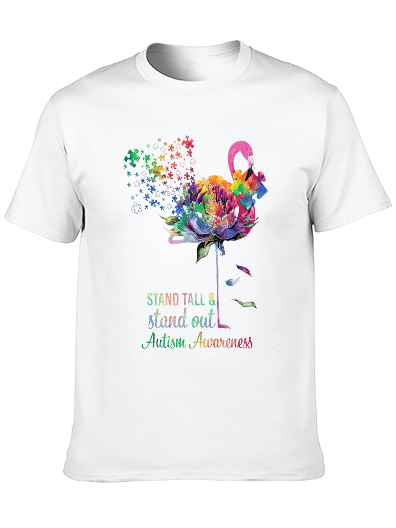 Autism Awareness Flamingo T-Shirt - Stand Tall