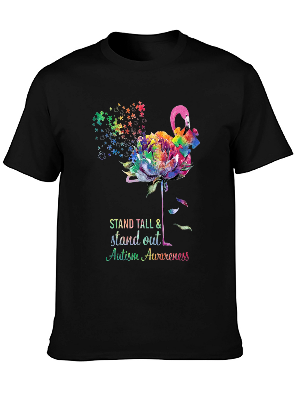 Autism Awareness Flamingo T-Shirt - Stand Tall