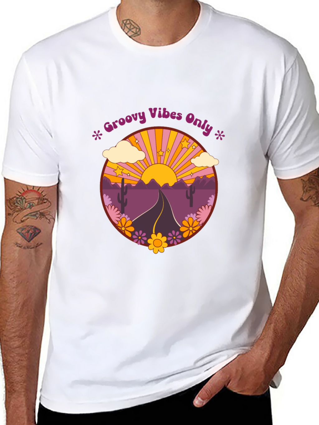 Groovy Vibes Graphic Tee - Desert Road Trip T-Shirt