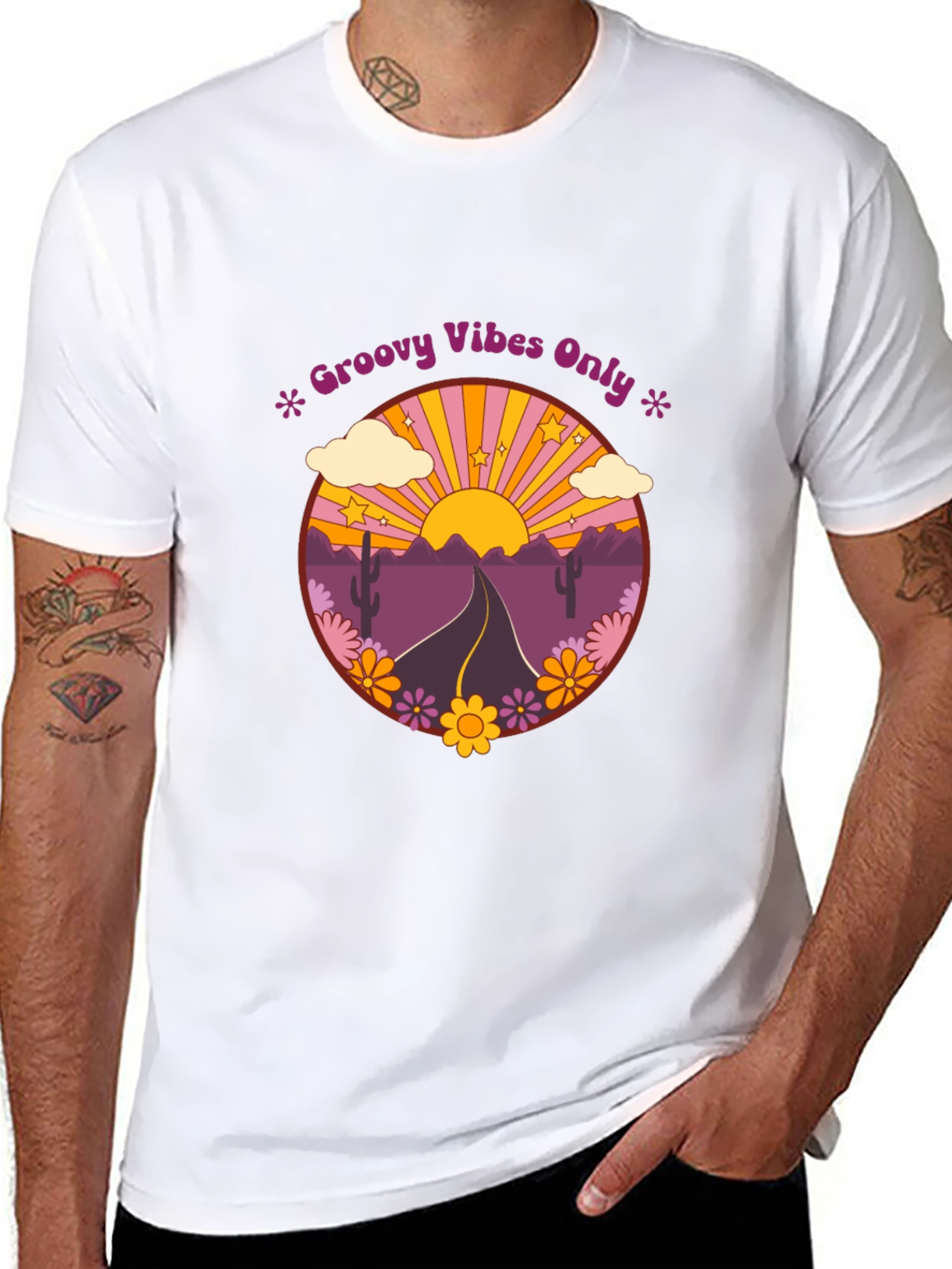 Groovy Vibes Graphic Tee - Desert Road Trip T-Shirt