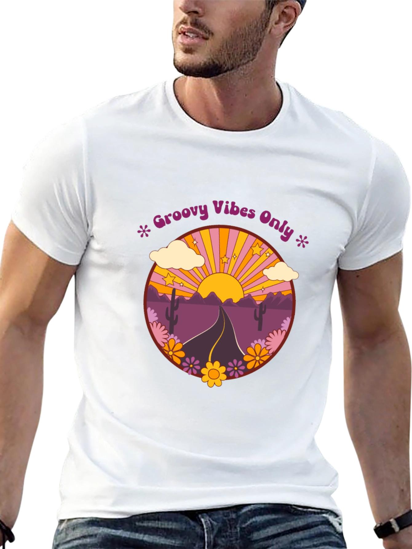 Groovy Vibes Graphic Tee - Desert Road Trip T-Shirt