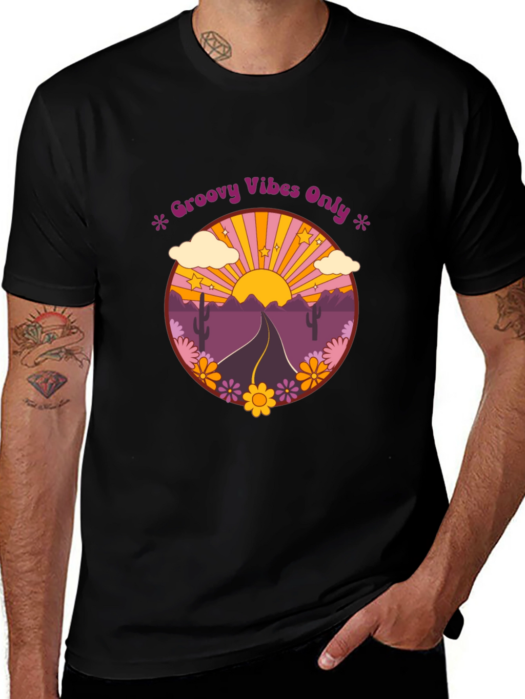 Groovy Vibes Graphic Tee - Desert Road Trip T-Shirt