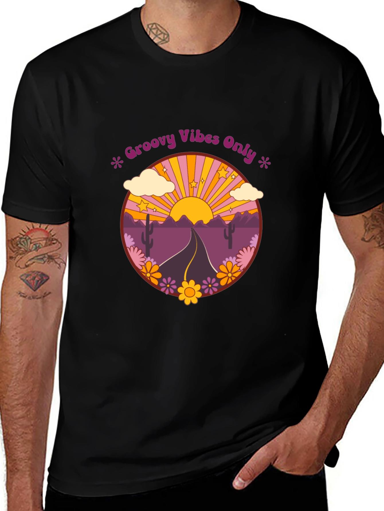 Groovy Vibes Graphic Tee - Desert Road Trip T-Shirt