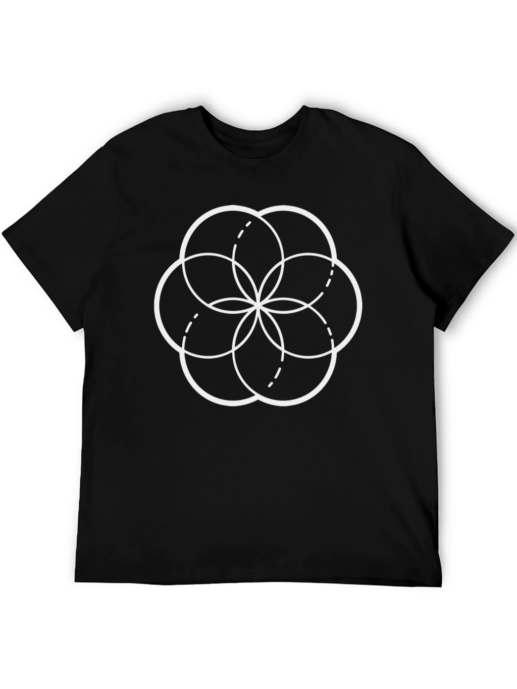 Geometric Circle Pattern Black T-Shirt