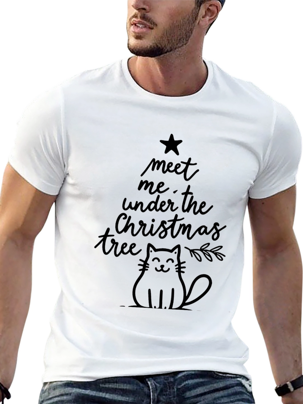 Meet Me Under the Christmas Tree Cat T-Shirt