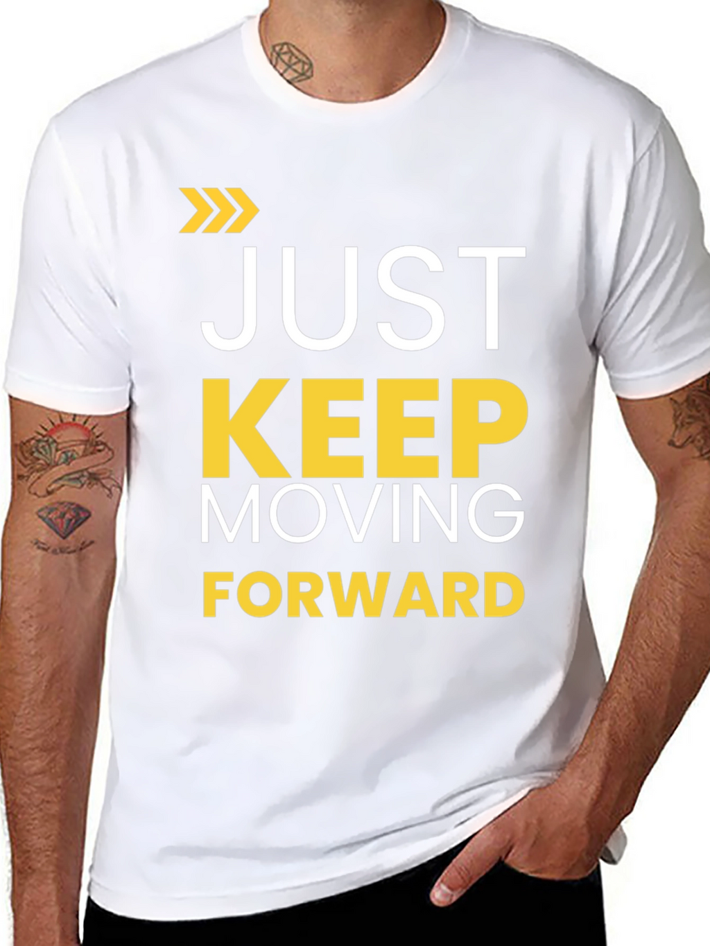 Motivational Just Keep Moving Forward Black T-Shirt