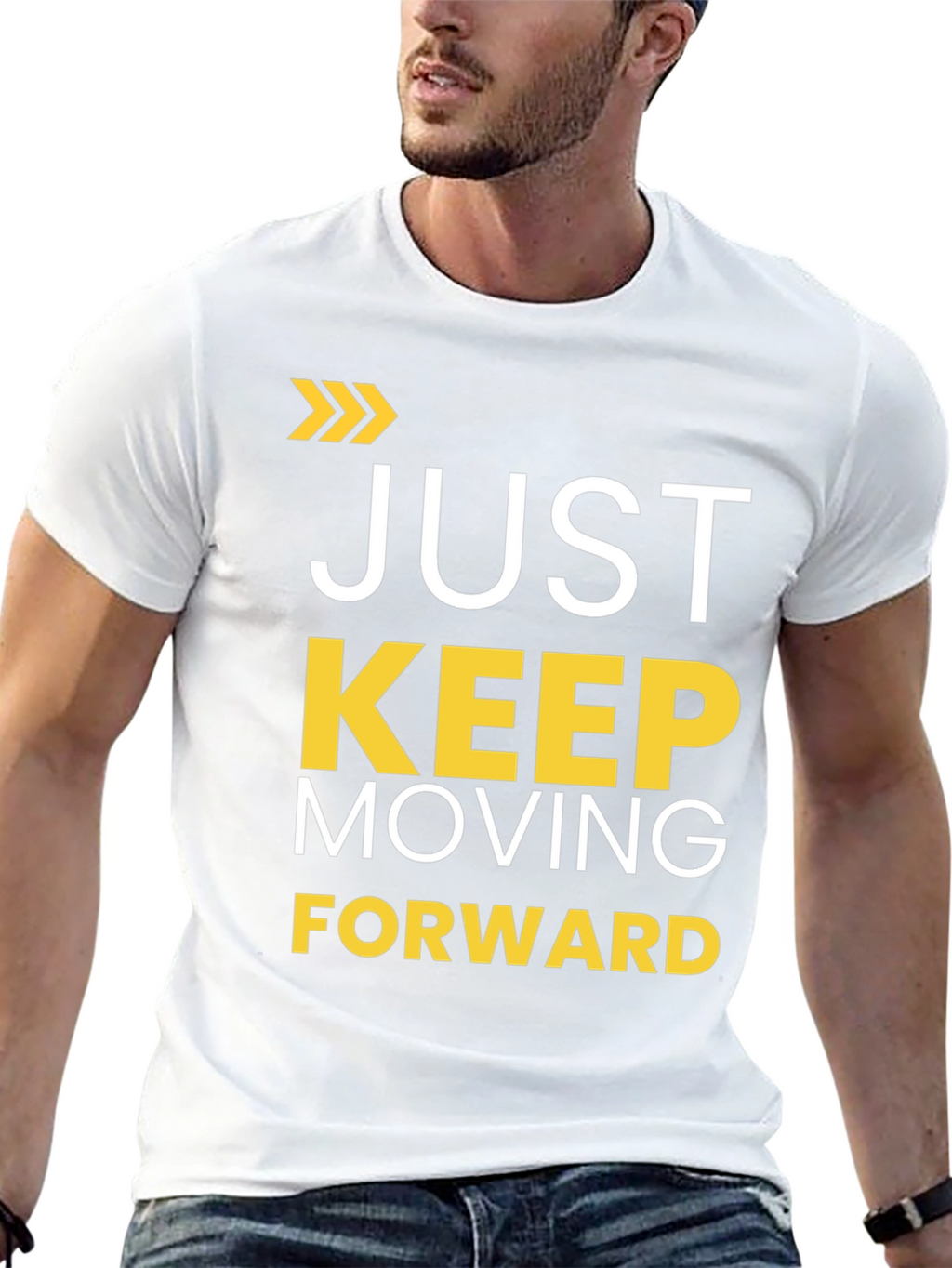 Motivational Just Keep Moving Forward Black T-Shirt