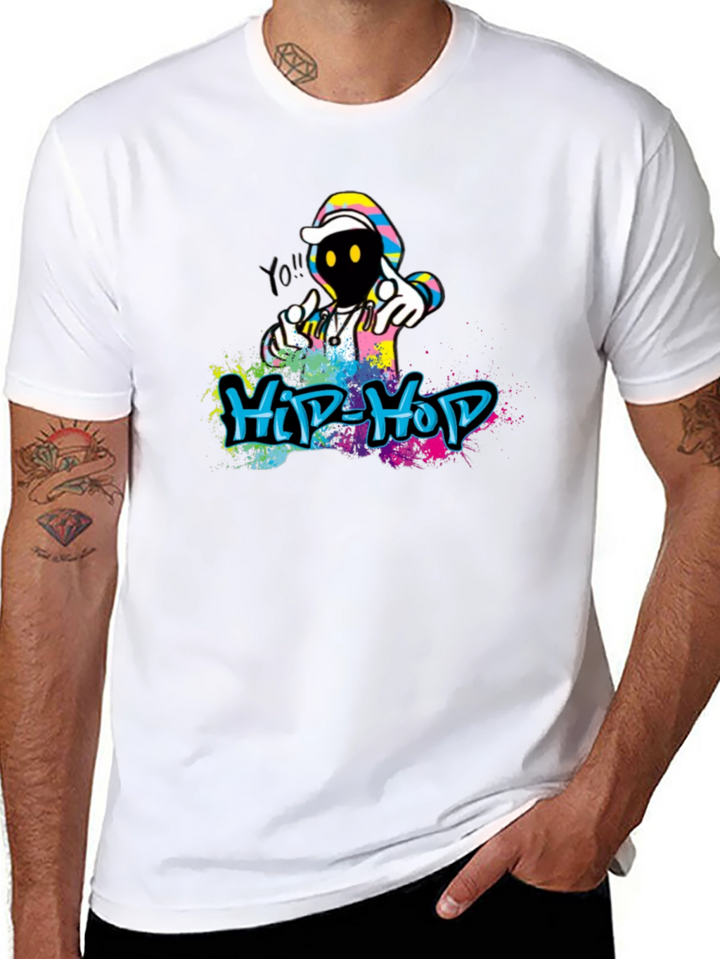 Hip Hop Graffiti Graphic Black T-Shirt