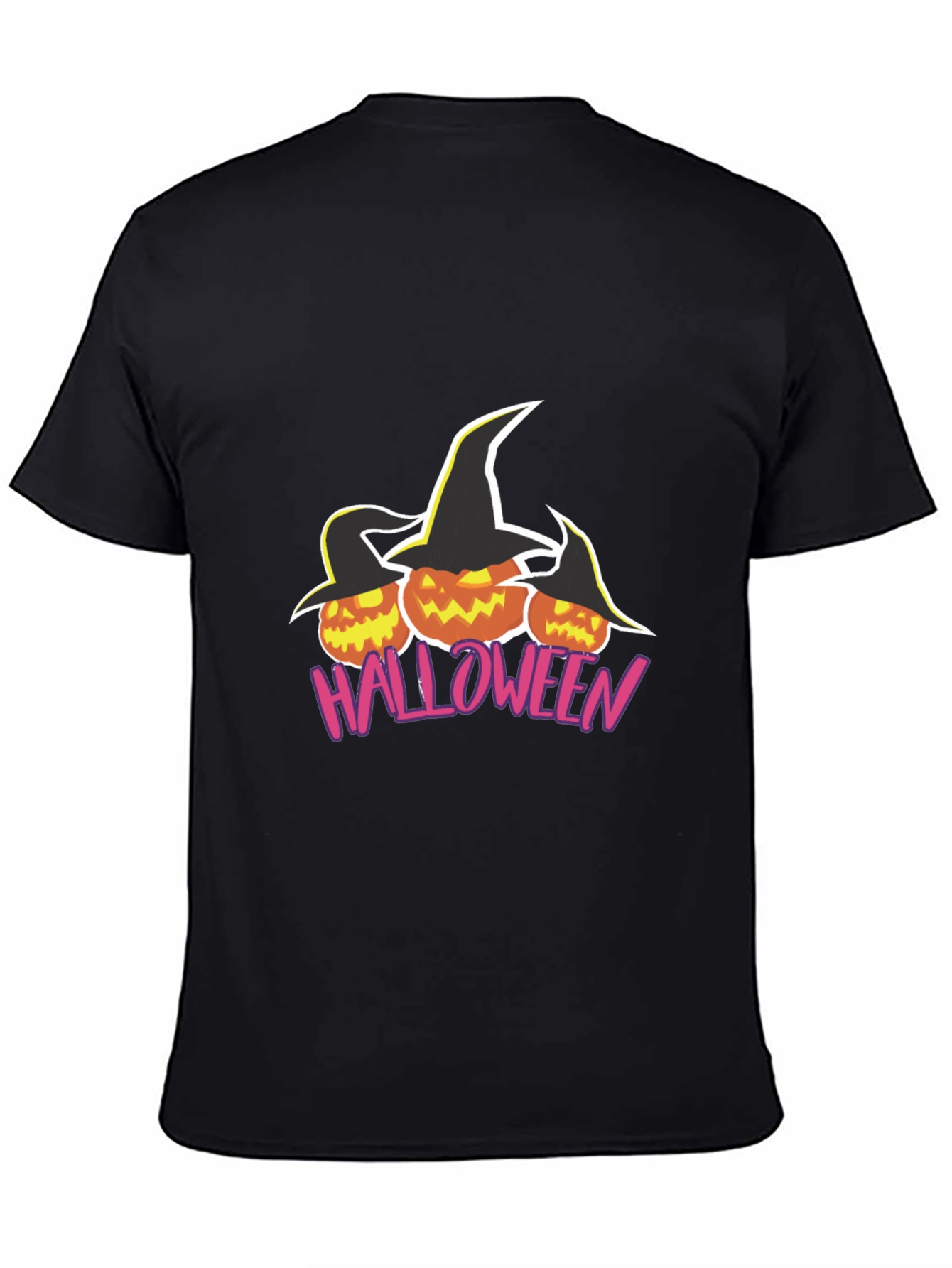 Halloween Pumpkin Witch Hat Black T-Shirt