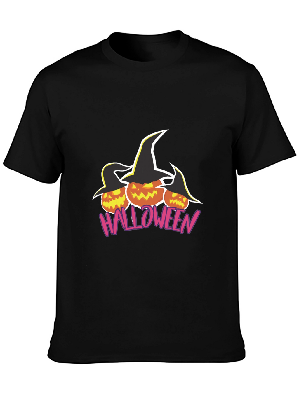 Halloween Pumpkin Witch Hat Black T-Shirt