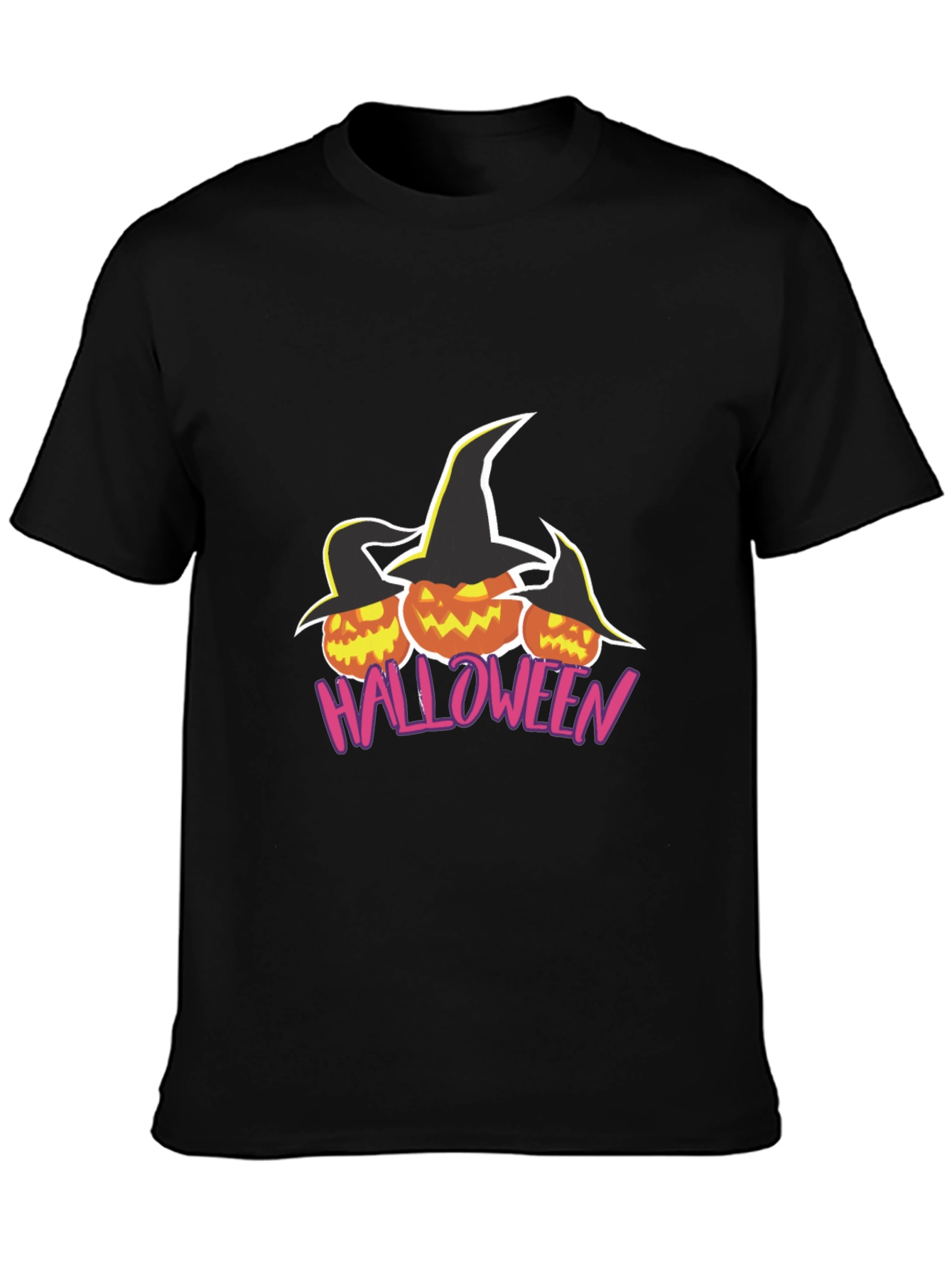 Halloween Pumpkin Witch Hat Black T-Shirt