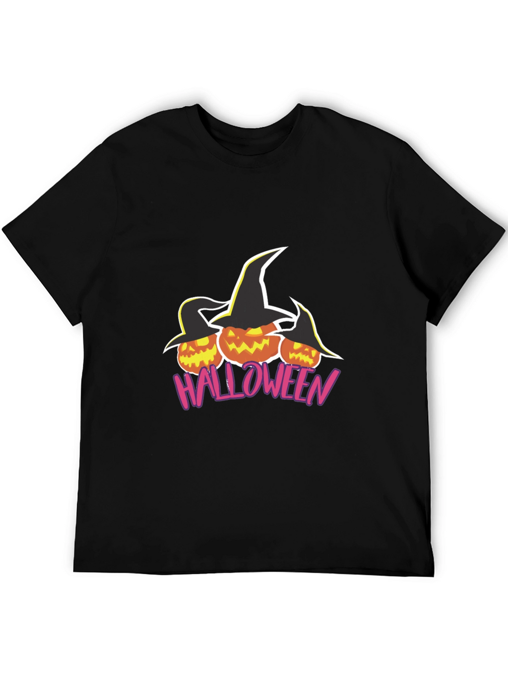 Halloween Pumpkin Witch Hat Black T-Shirt