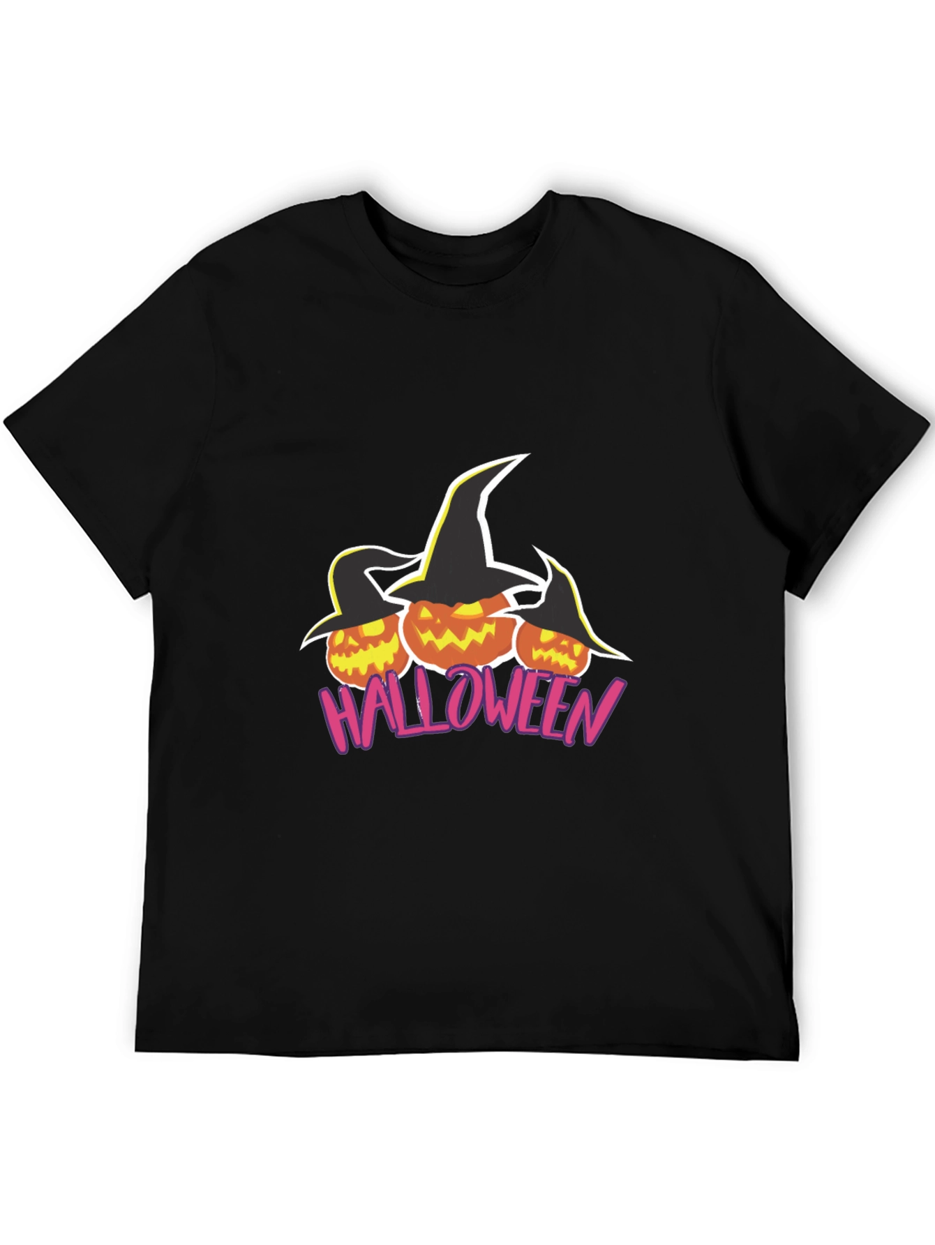 Halloween Pumpkin Witch Hat Black T-Shirt