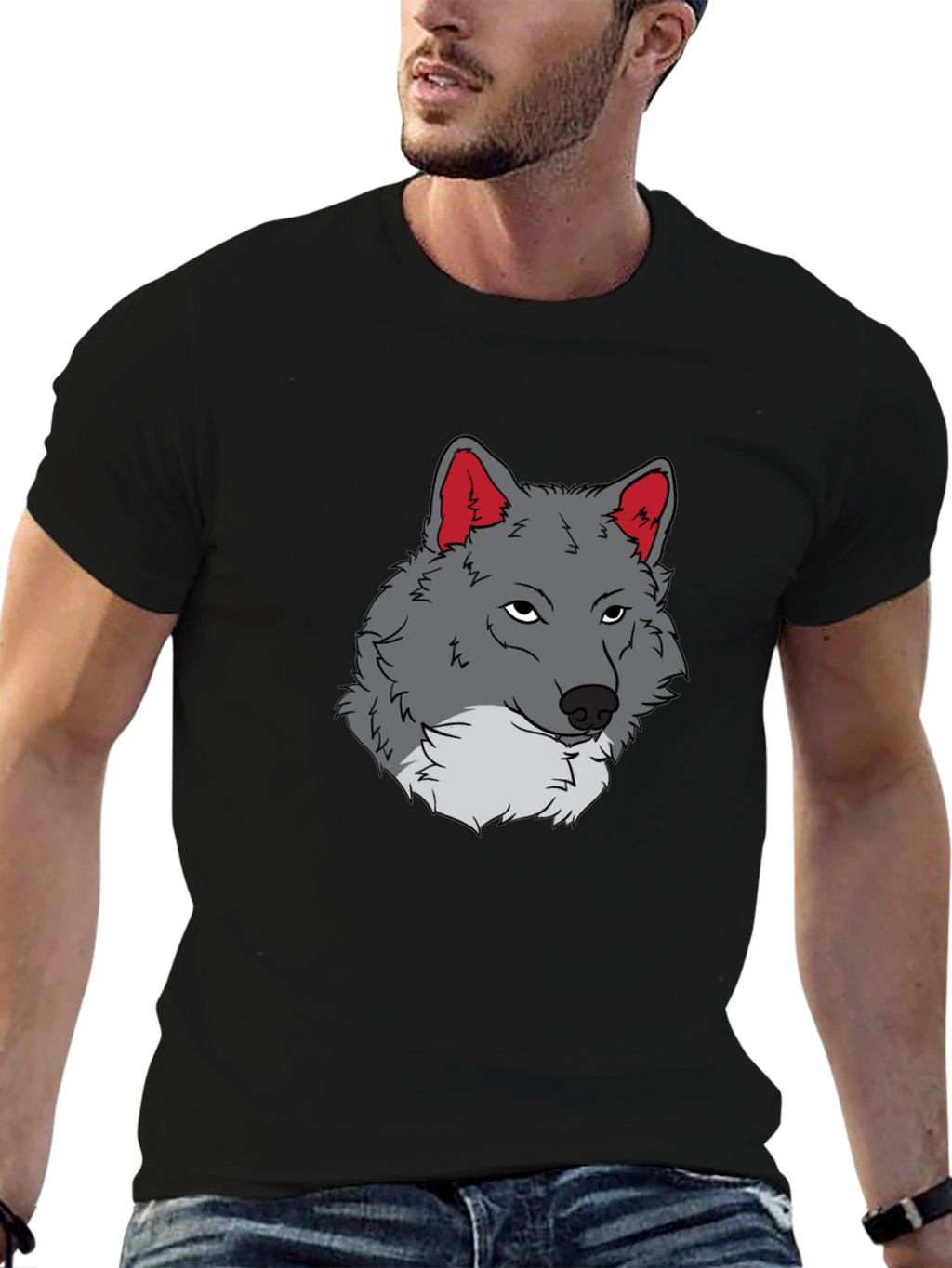 Wolf Graphic Tee - Black Cotton T-Shirt