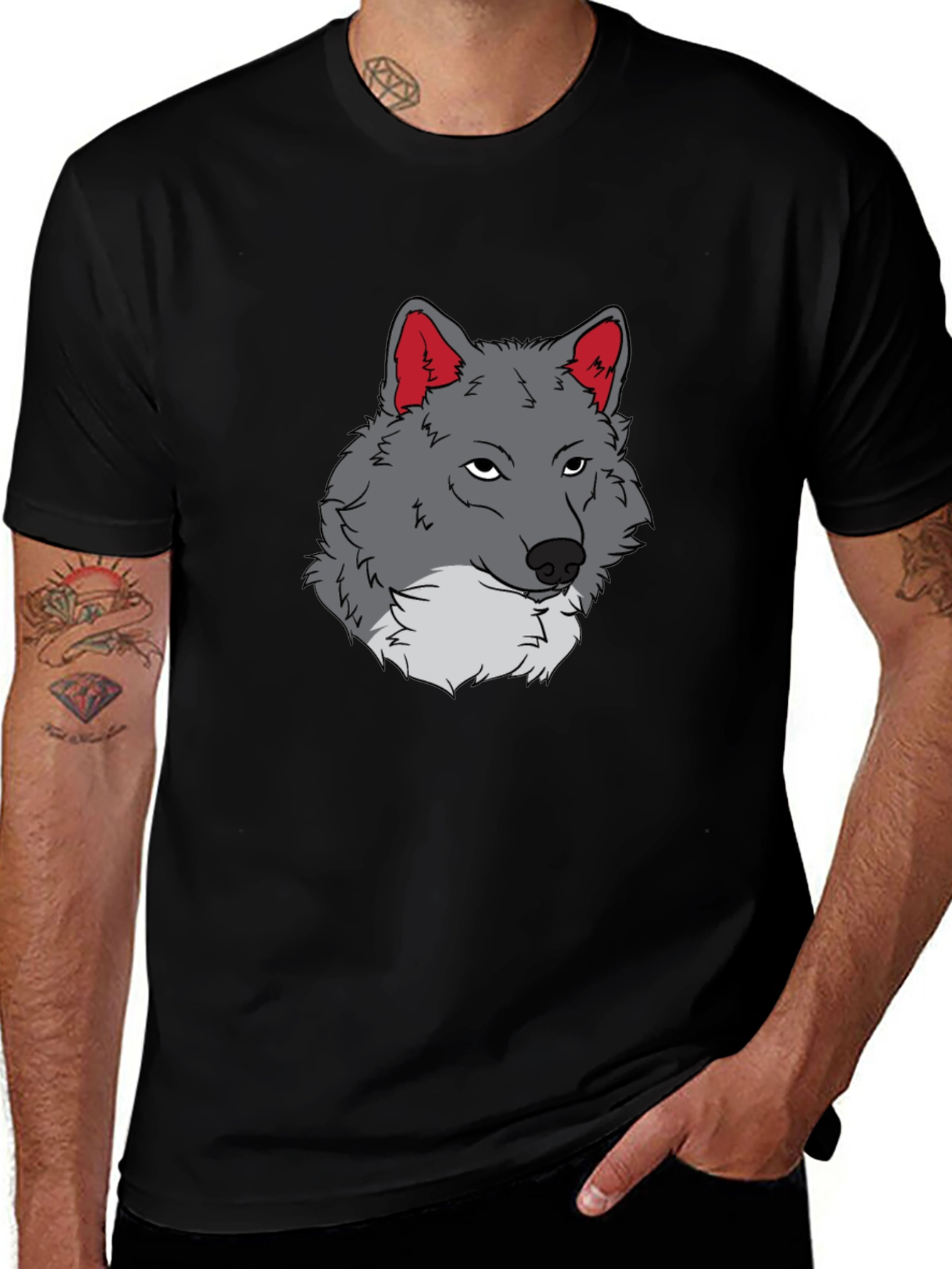 Wolf Graphic Tee - Black Cotton T-Shirt