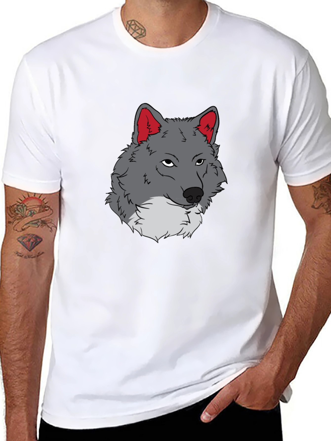 Wolf Graphic Tee - Black Cotton T-Shirt
