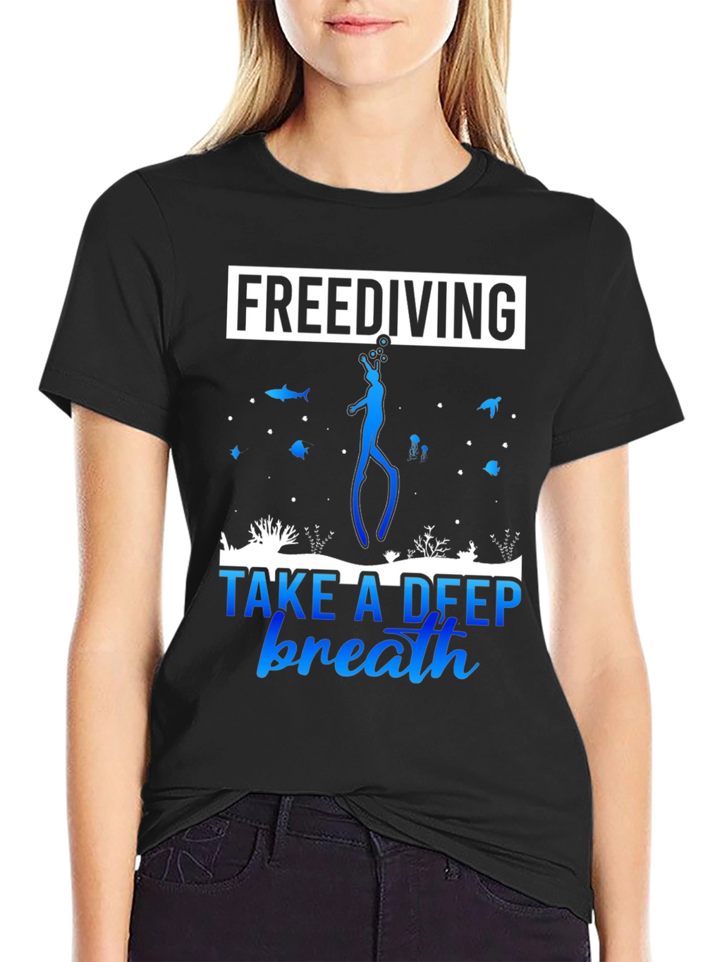 Freediving Take a Deep Breath Black T-Shirt