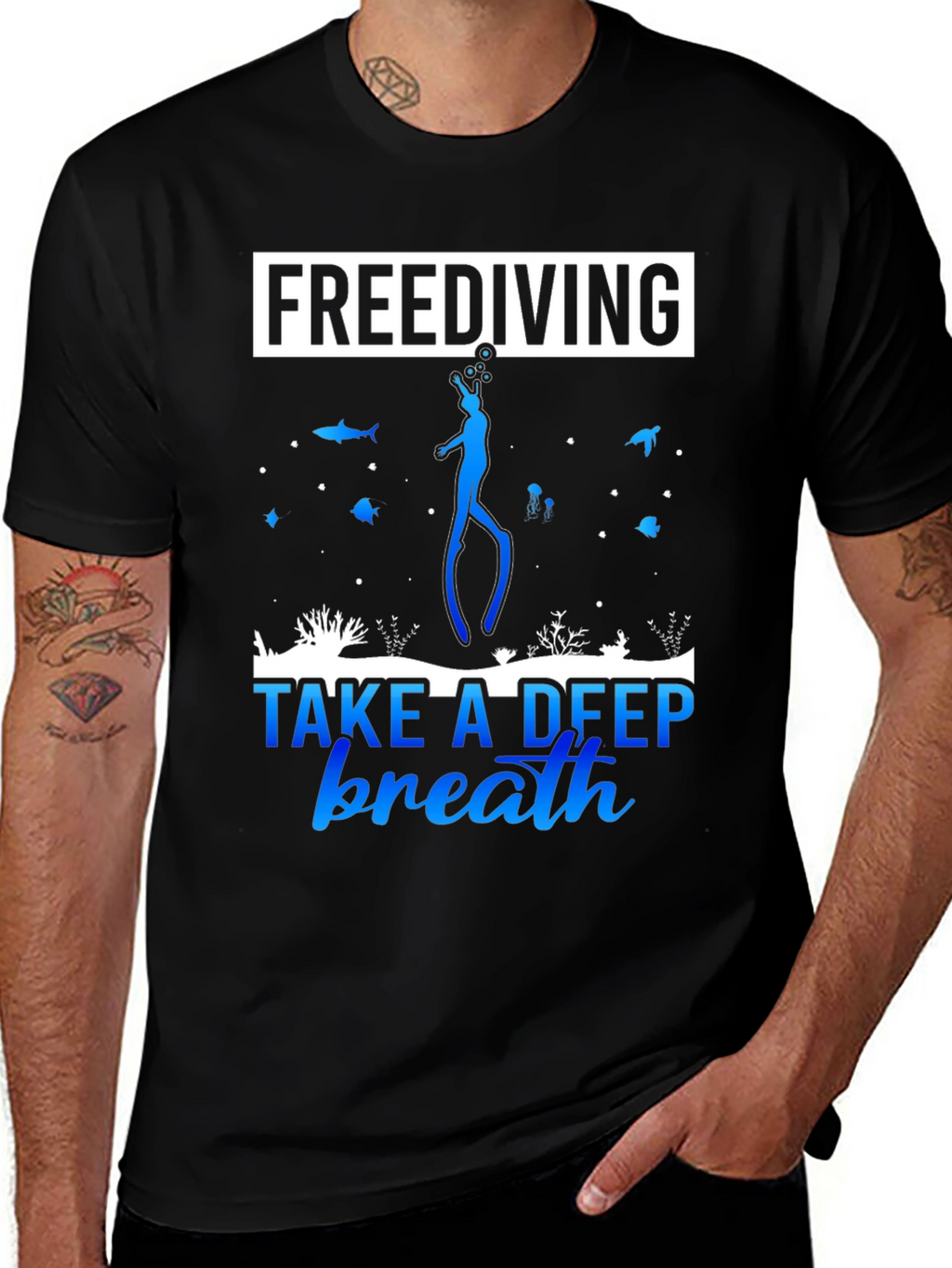 Freediving Take a Deep Breath Black T-Shirt