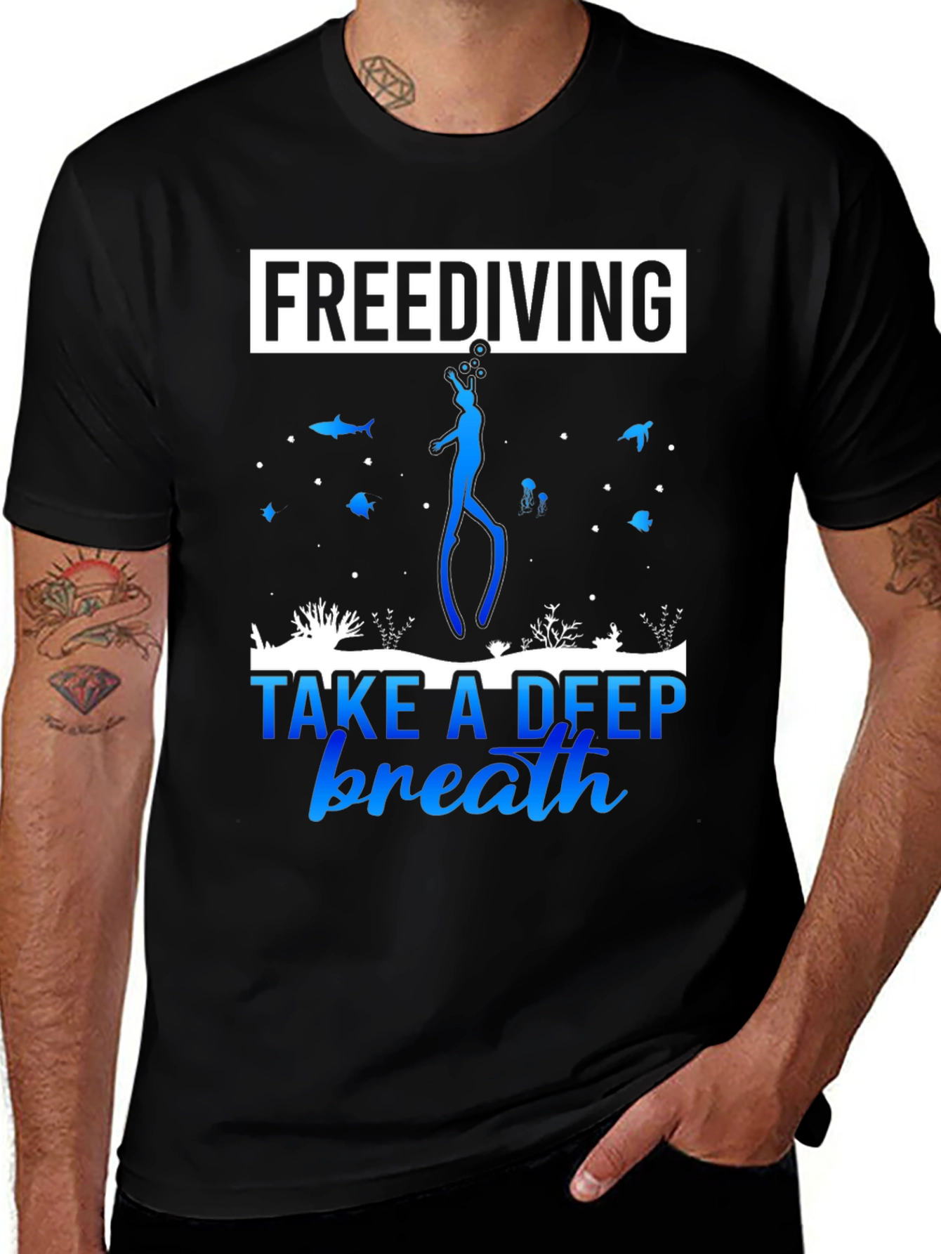 Freediving Take a Deep Breath Black T-Shirt