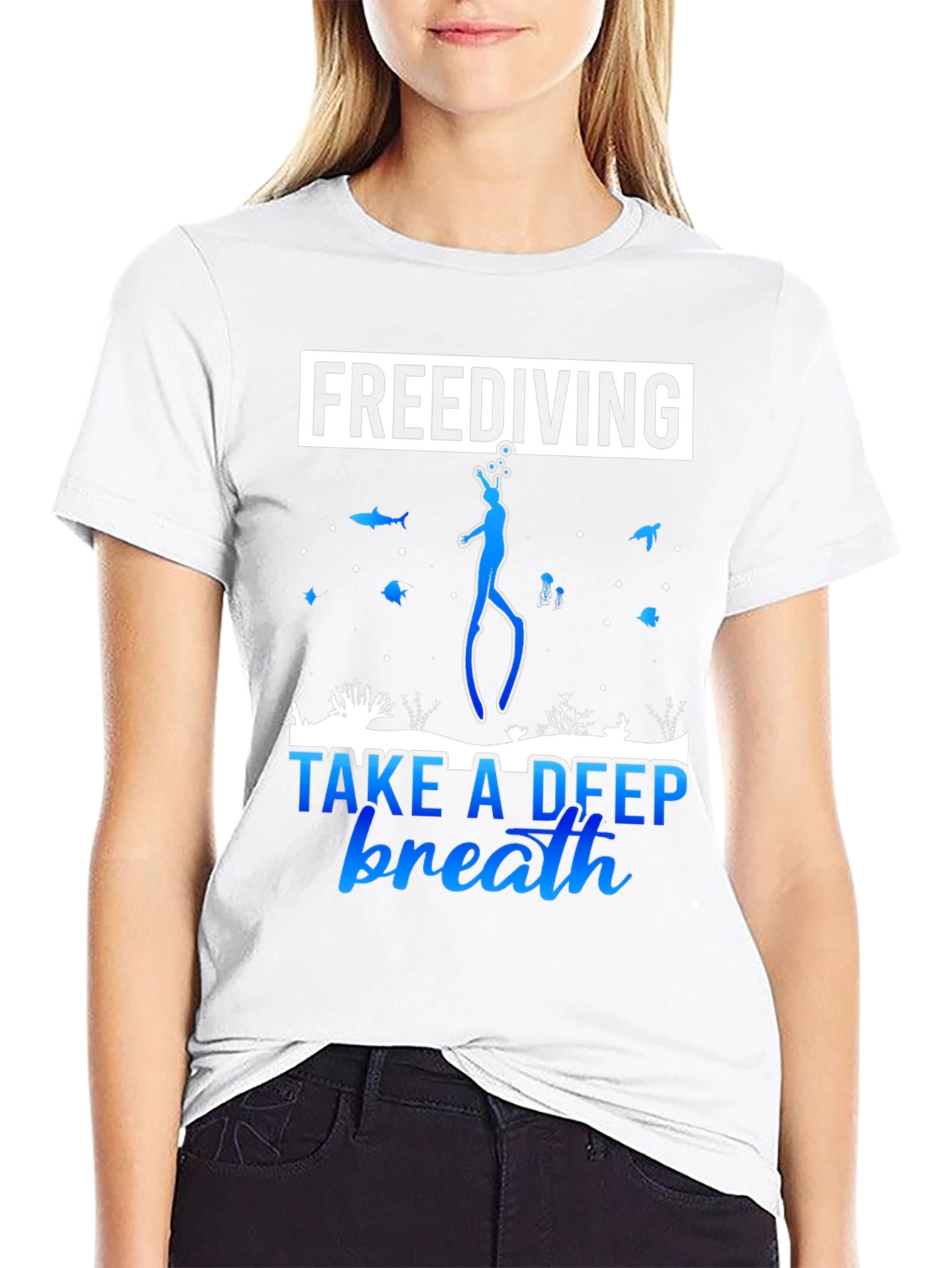 Freediving Take a Deep Breath Black T-Shirt